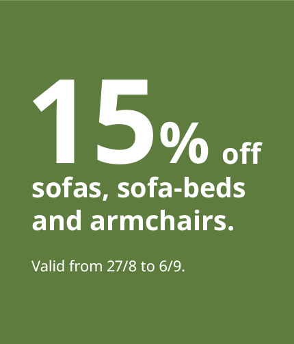 -15% on sofas, sofa-beds and armchairs