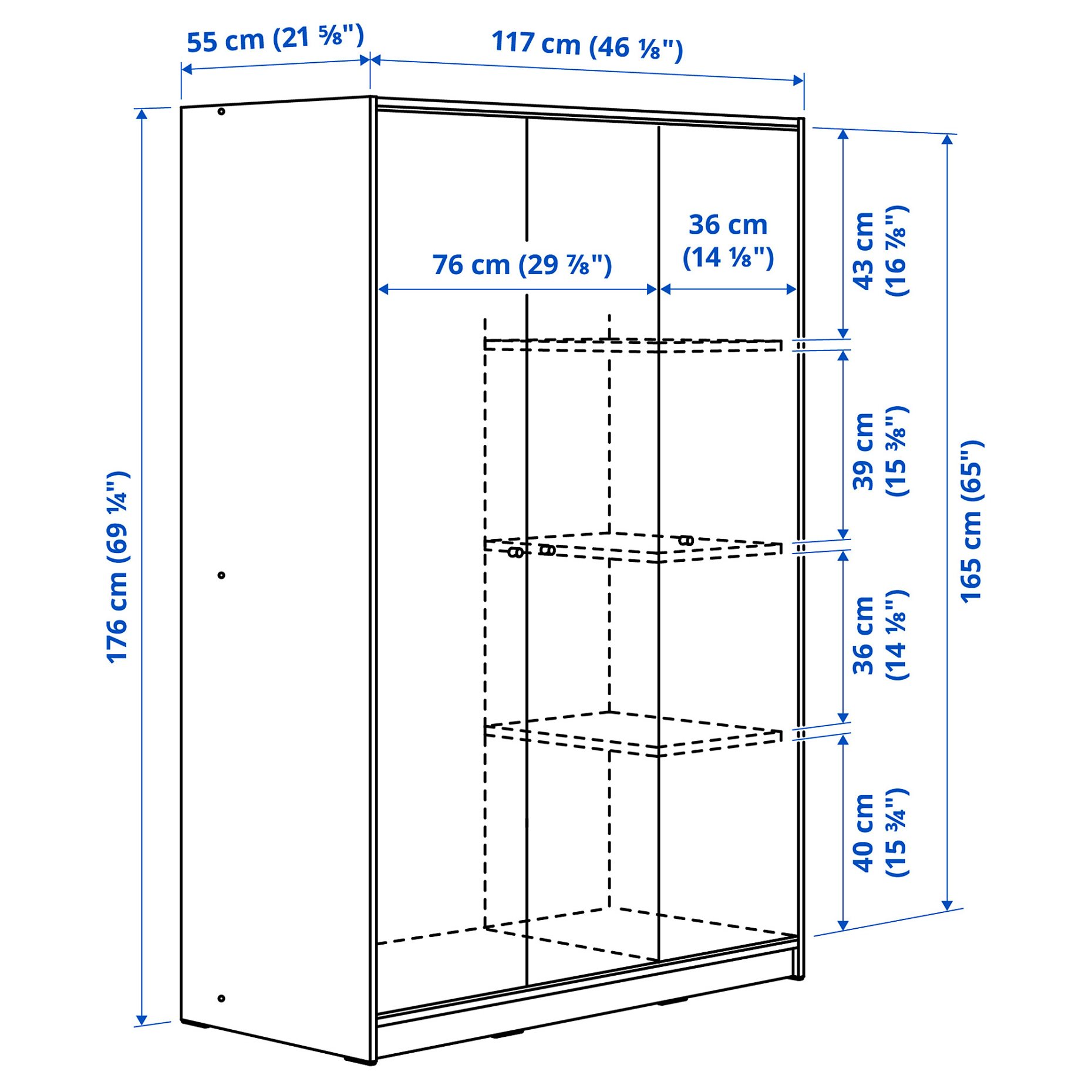KLEPPSTAD, wardrobe with 3 doors, 004.417.58