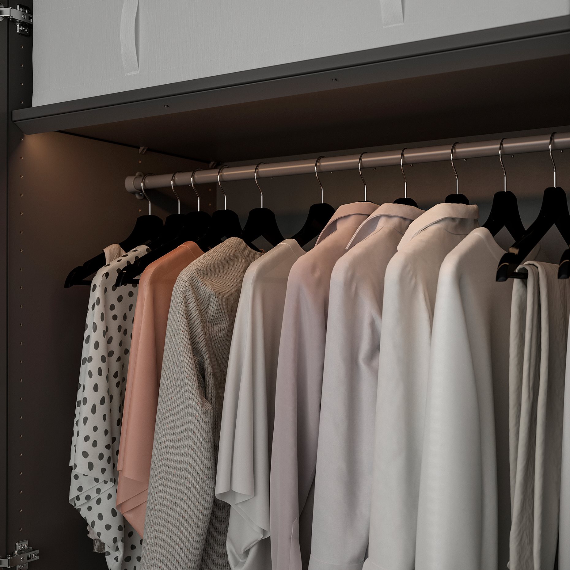 ÖVERSIDAN, wardrobe strip with built-in LED light source and sensor dimmable, 96 cm, 004.749.04