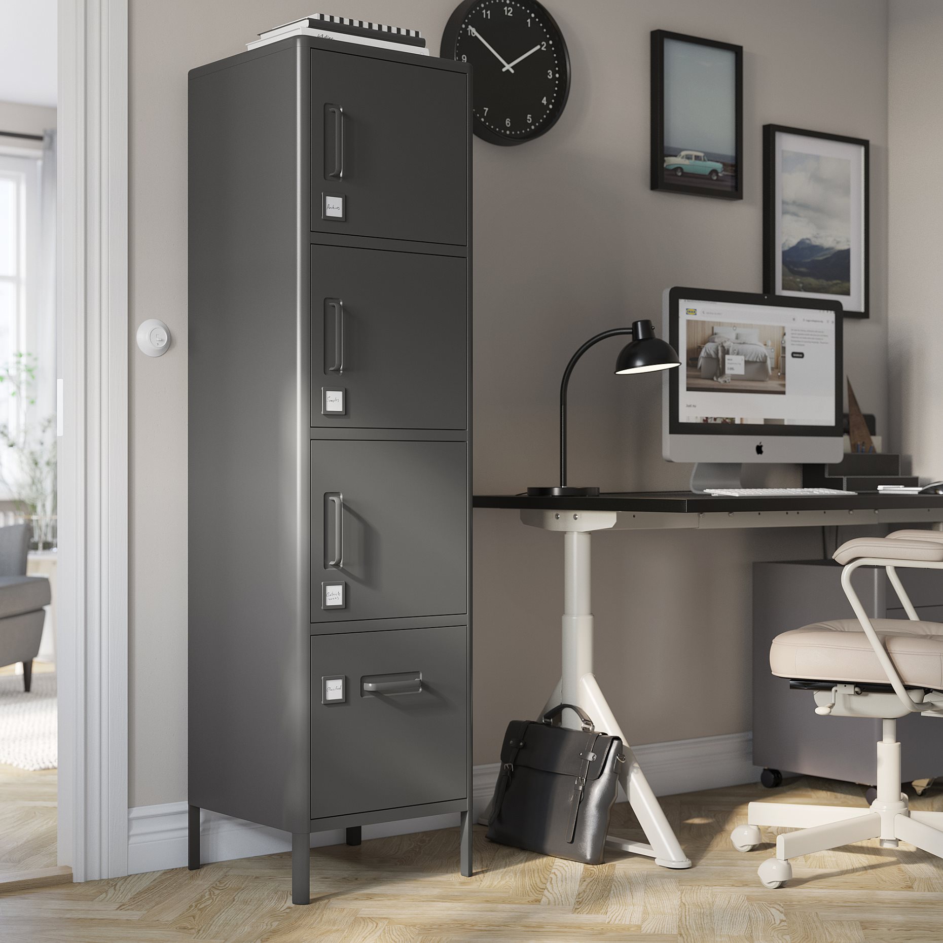 IDÅSEN, high cabinet with drawer and doors, 45x172 cm, 004.963.88