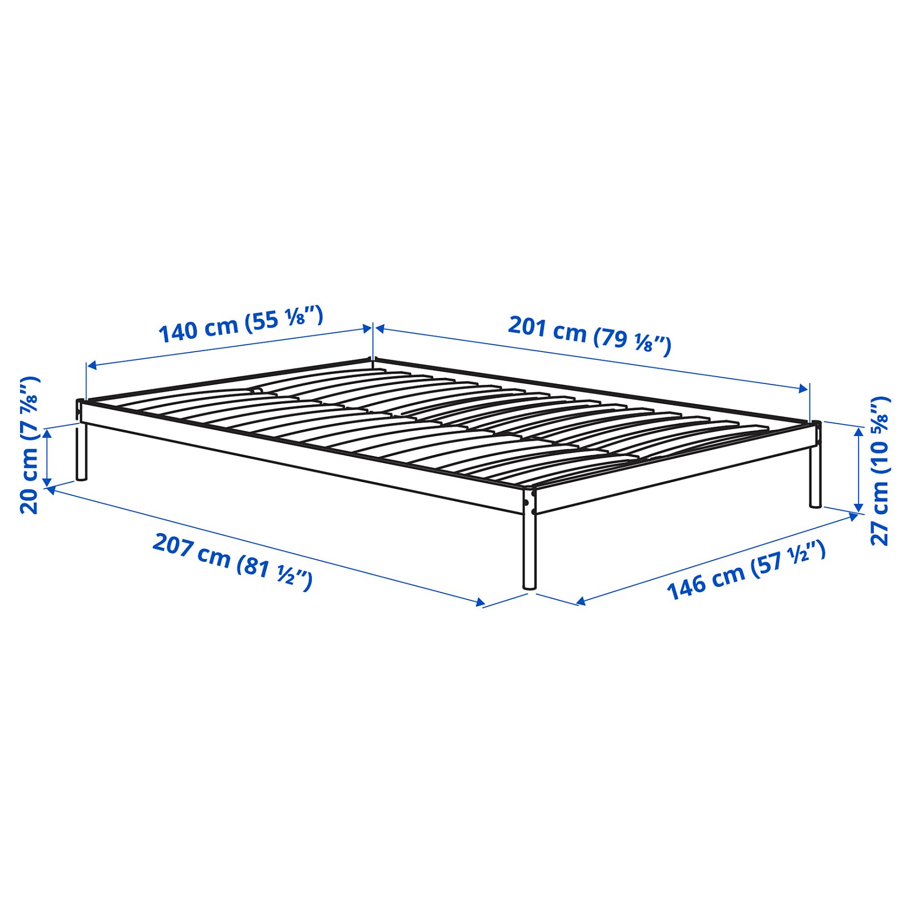 VEVELSTAD, bed frame, 140x200 cm, 005.055.28