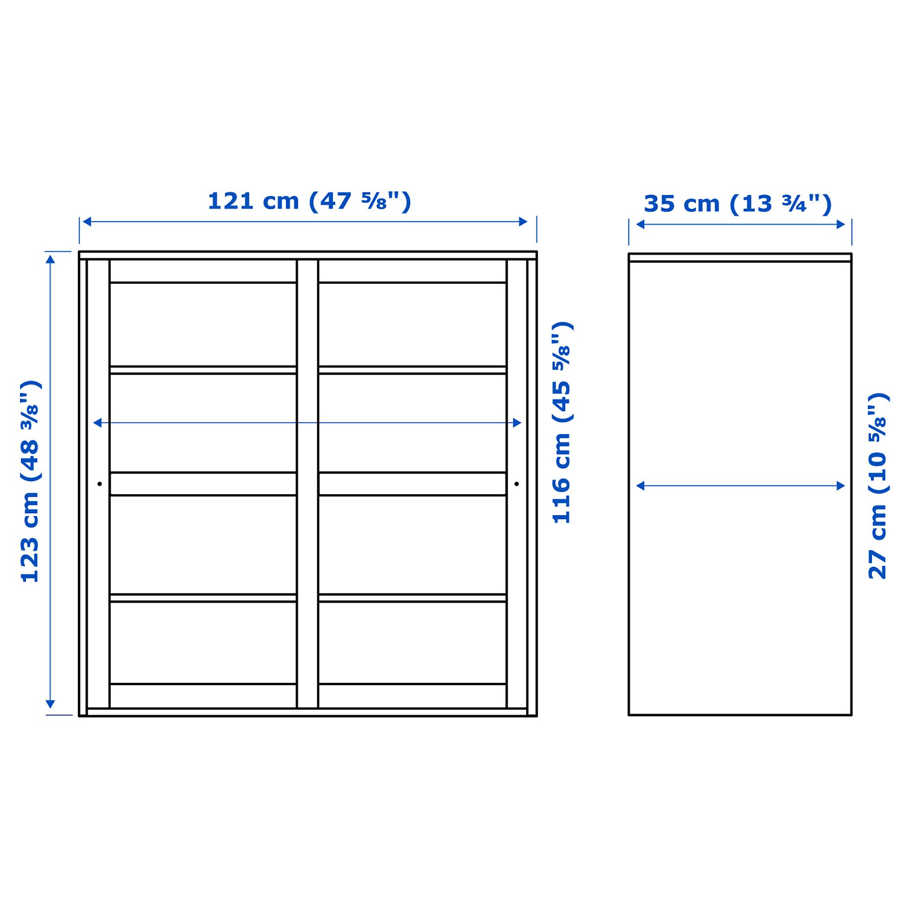 HAVSTA, glass-door cabinet, 121x35x123 cm, 005.292.56