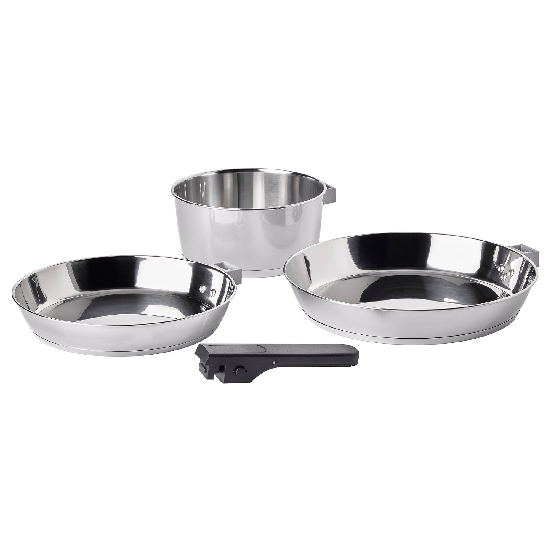 SLATROCKA, 4-piece cookware kit with detachable handle, 005.605.86