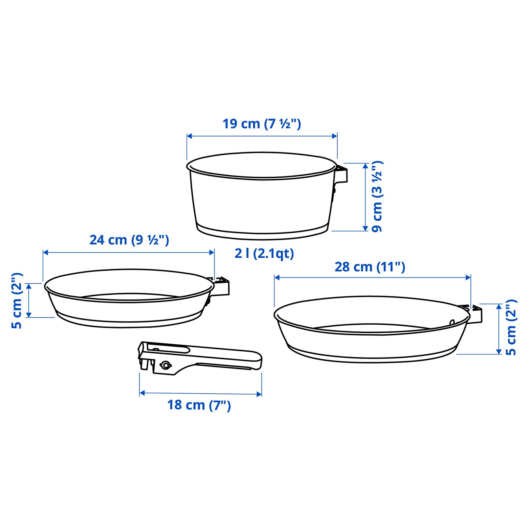 SLATROCKA, 4-piece cookware kit with detachable handle, 005.605.86