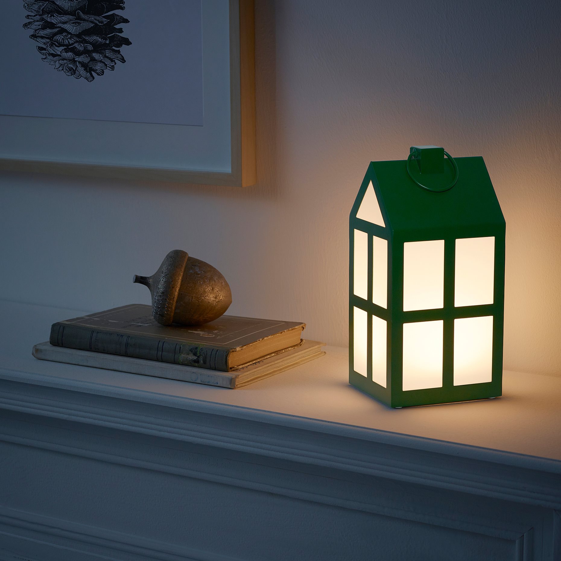 STRÅLA, decorative table lamp with built-in LED light source/house/battery-operated, 28 cm, 005.629.48