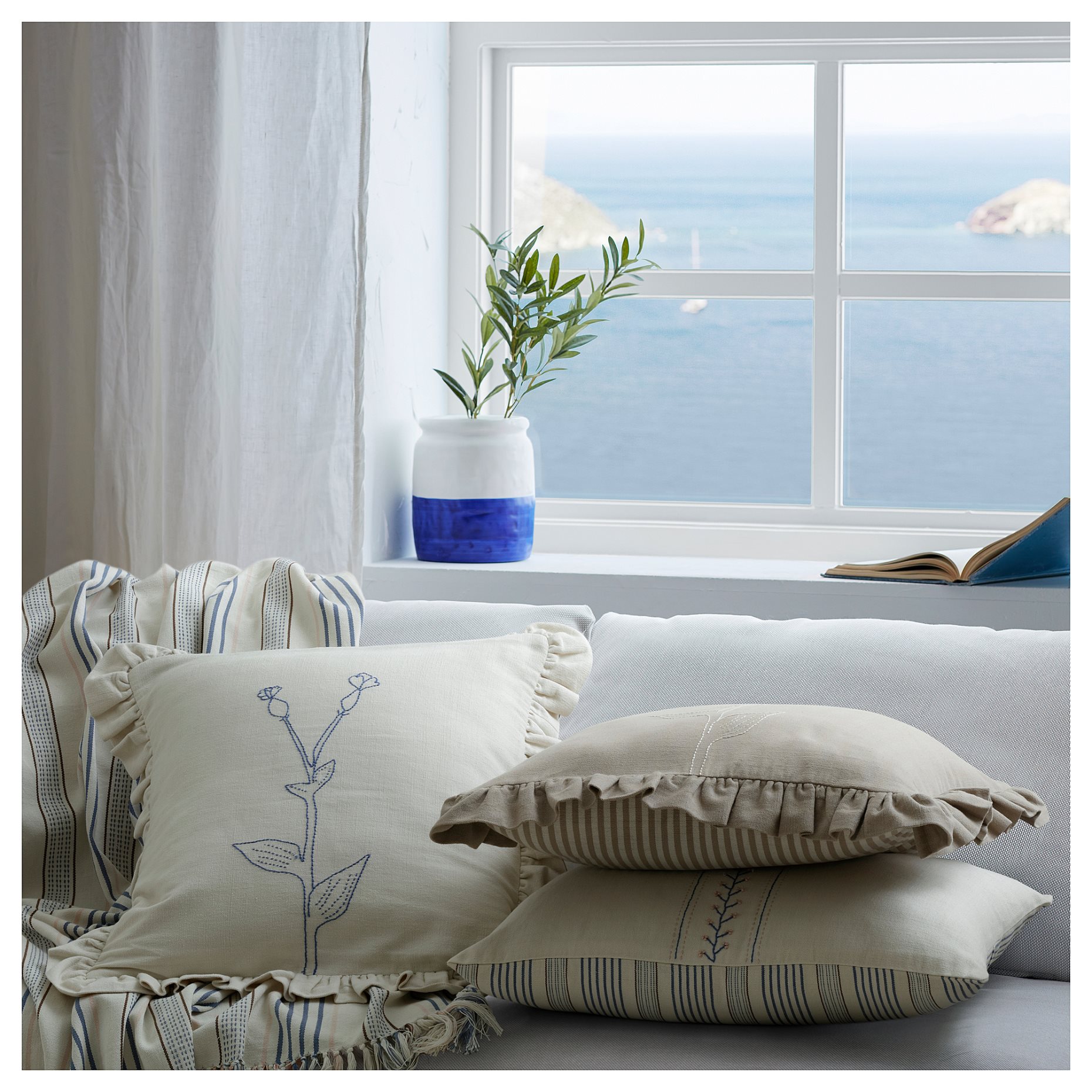 AKERNEJLIKA, κάλυμμα μαξιλαριού/ κέντημα, 50x50 cm, 005.701.75