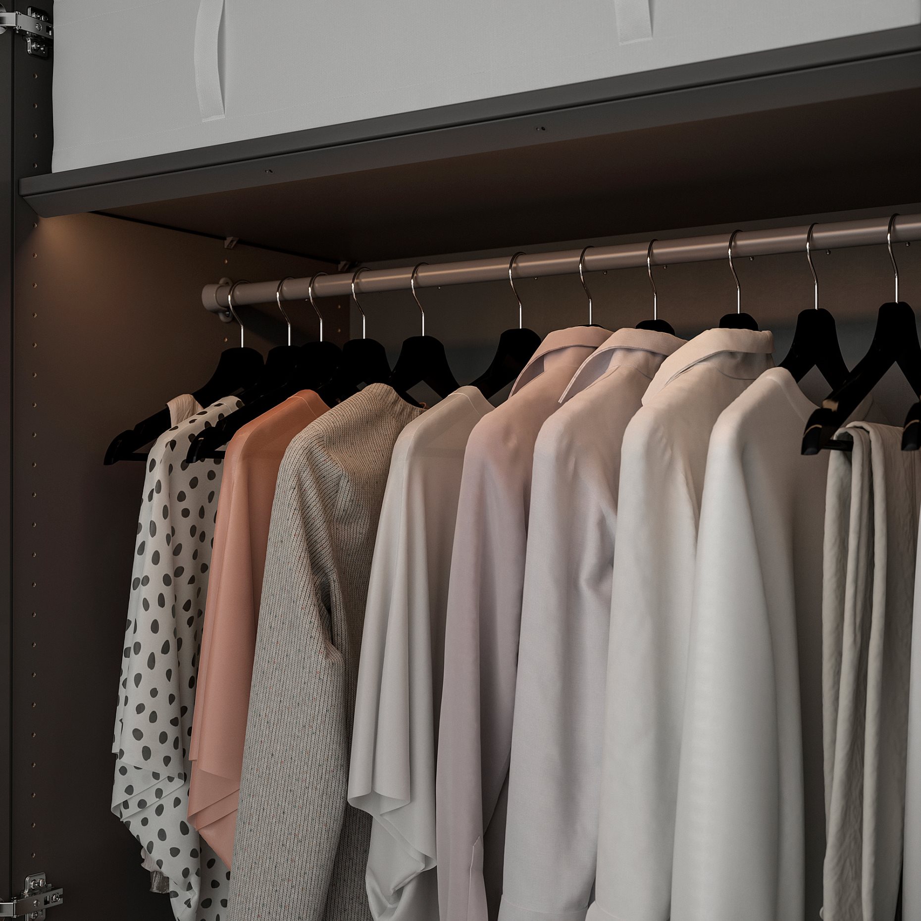 ÖVERSIDAN, wardrobe strip with built-in LED light source with sensor/dimmable, 96 cm, 005.895.56