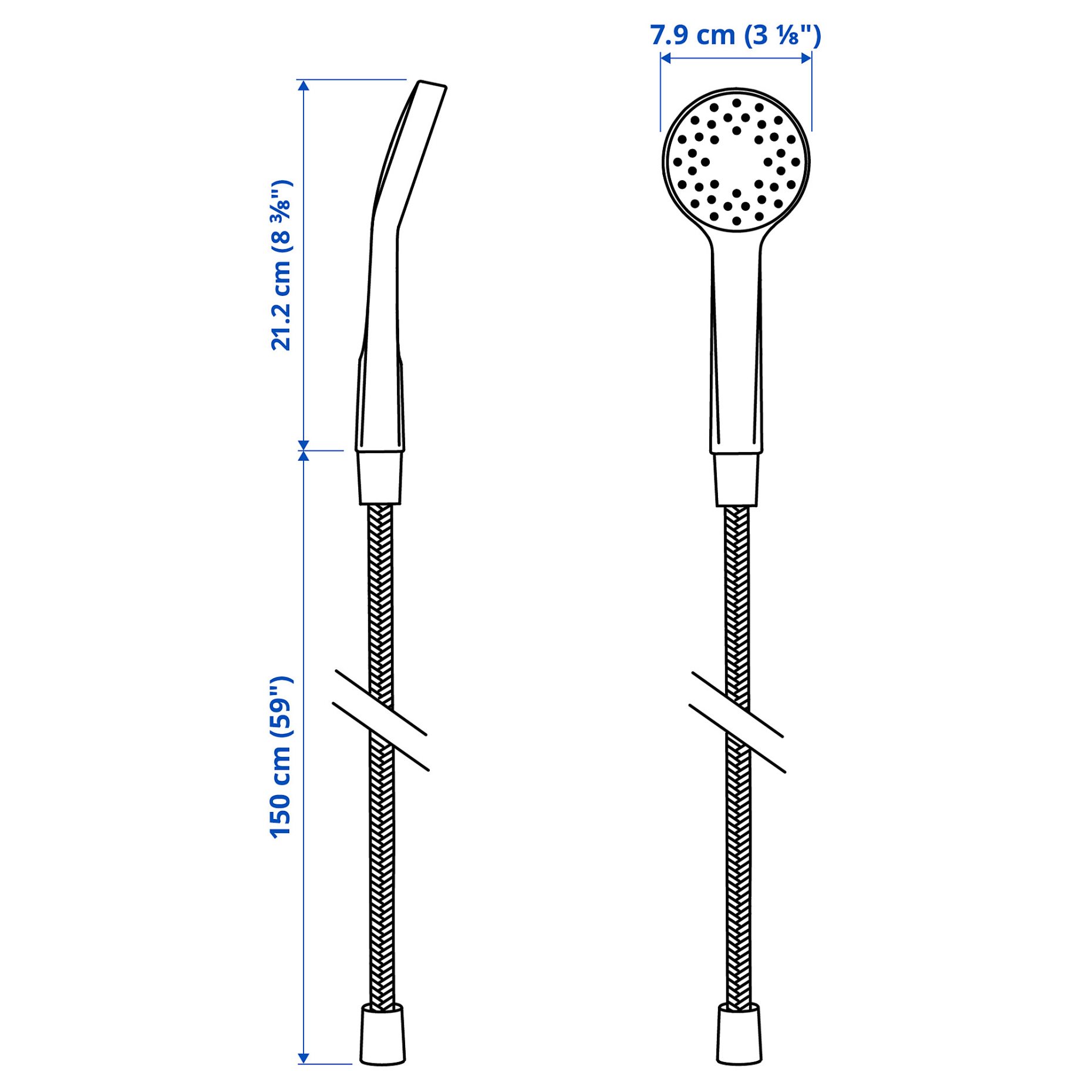 BERGVATTNET, τηλέφωνο ντους 1 ρύθμισης με σπιράλ, 005.907.48