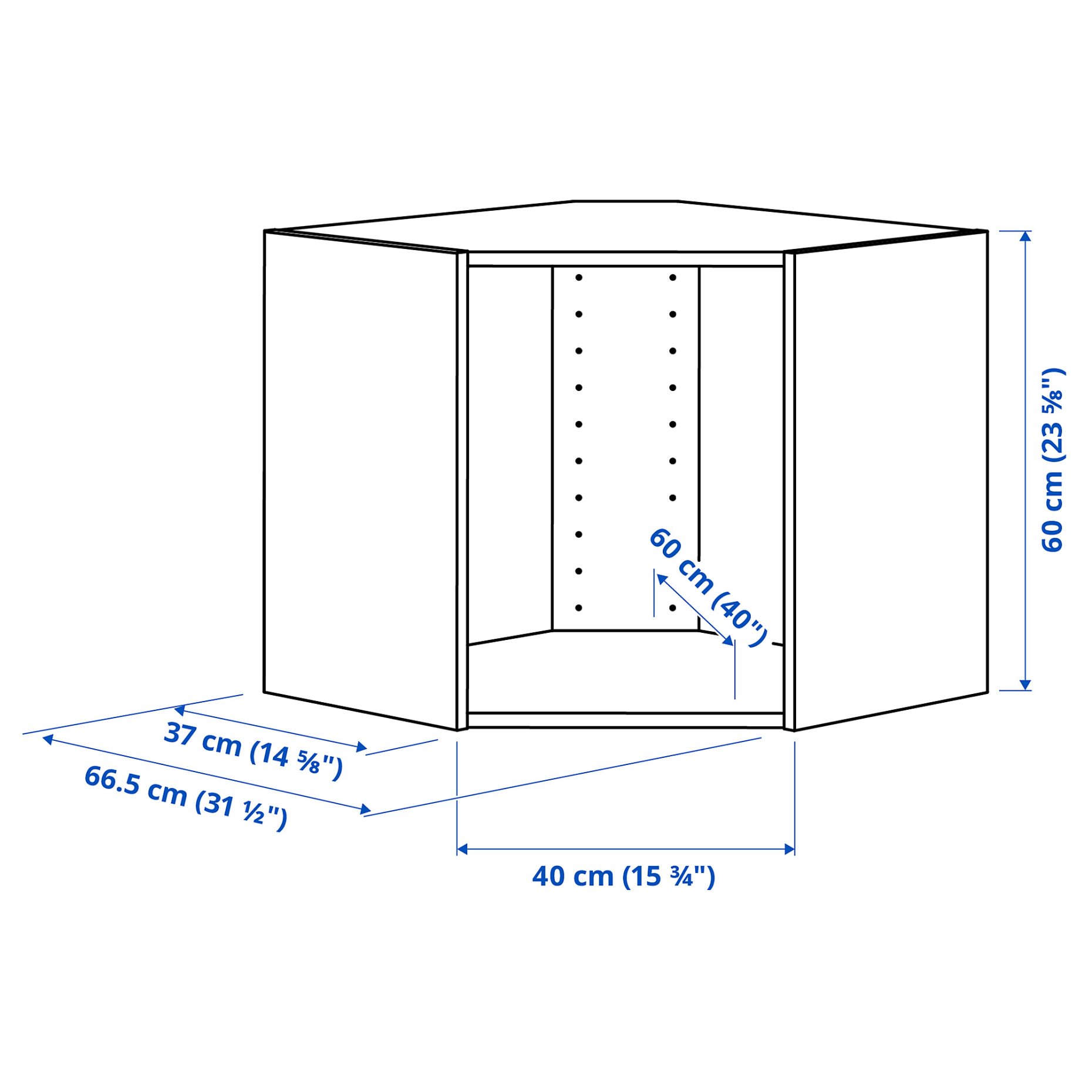 METOD, corner wall cabinet frame, 68x37x60 cm, 005.916.82