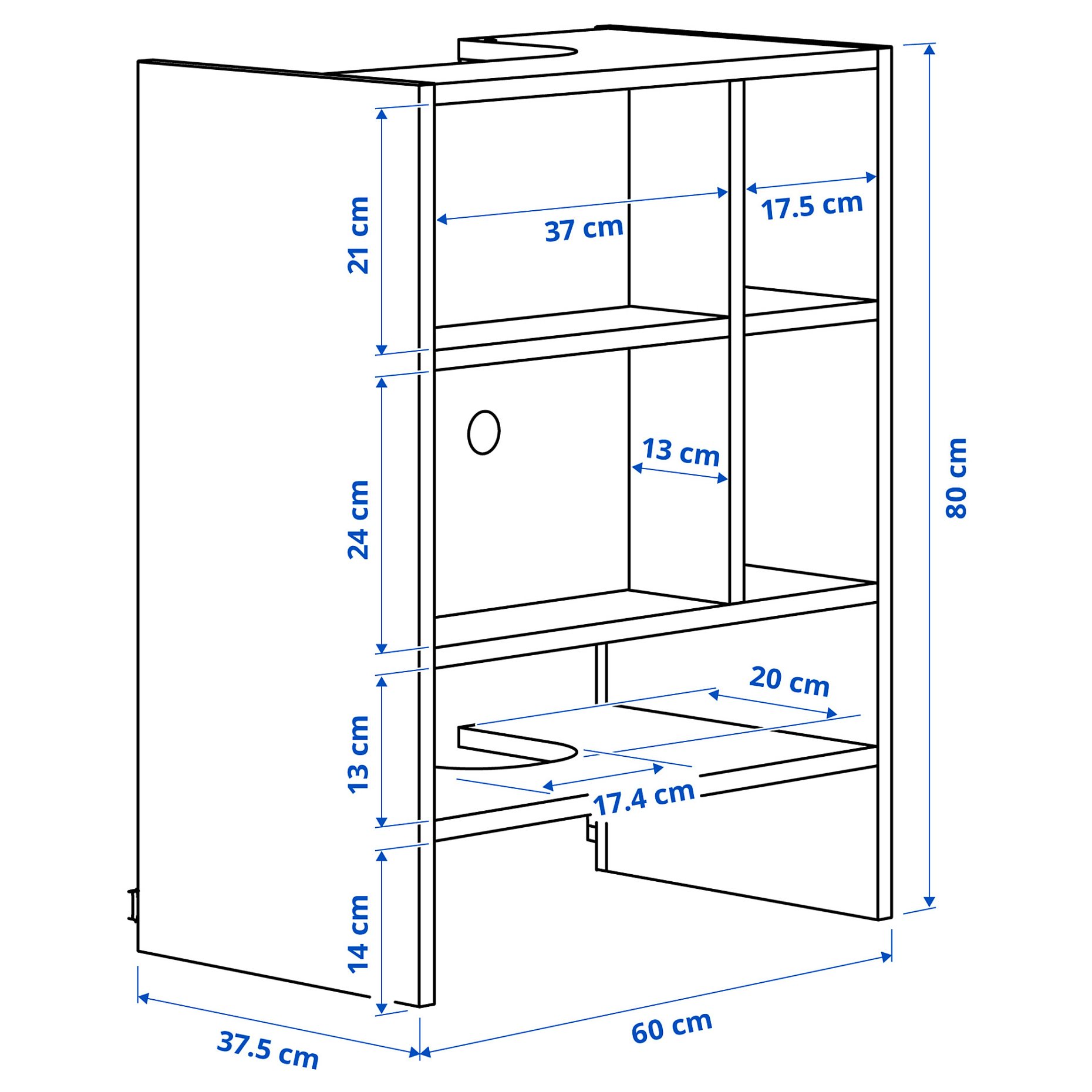METOD, wall cabinet frame for built-in extractor hood, 60x37x80 cm, 005.922.19