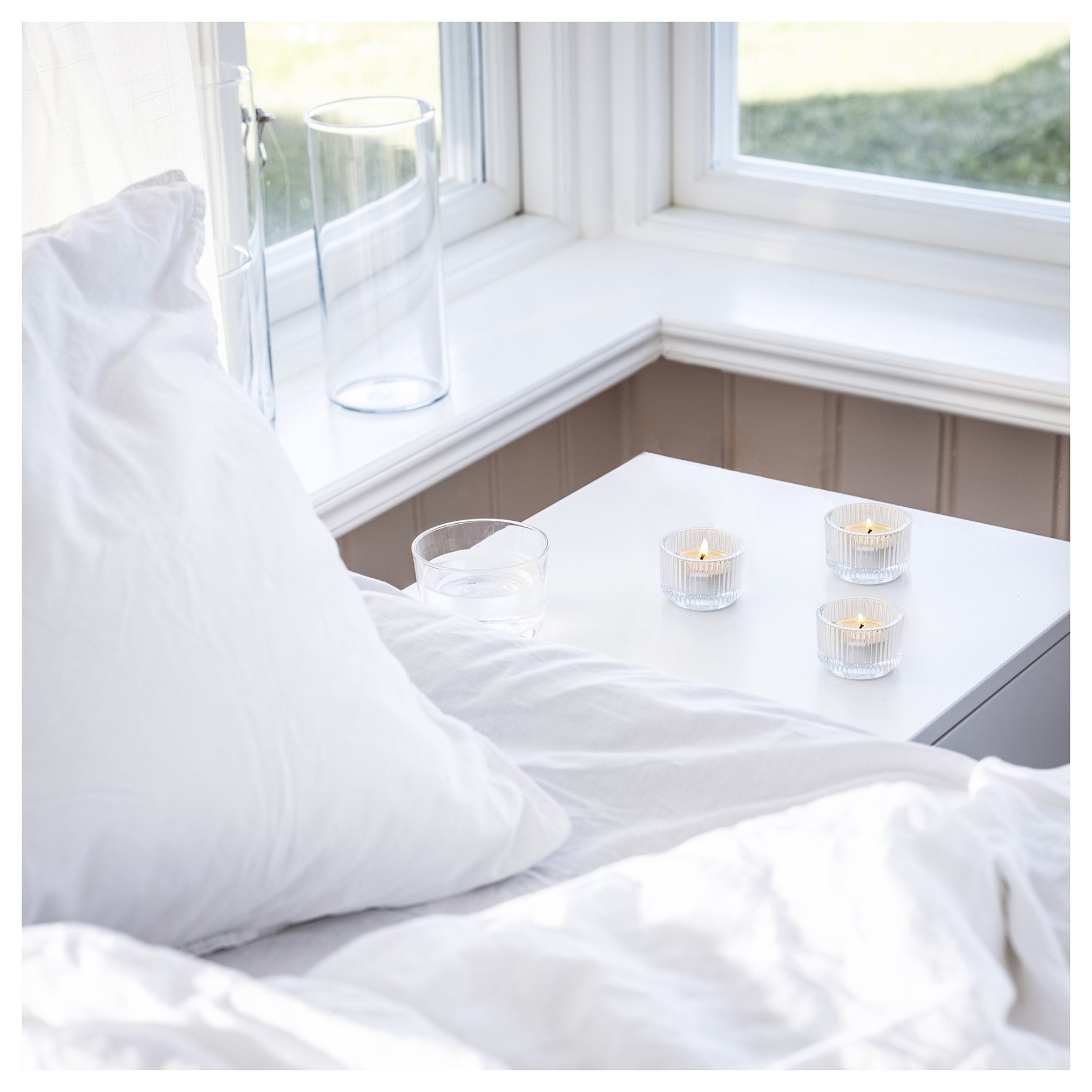 TRÅDCYPRESS, scented tealight/Fresh linen/30 pack, 3.5 hr, 005.981.03