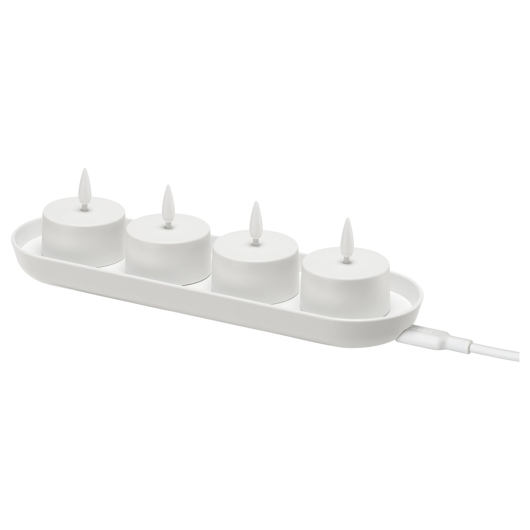 SKATGÅS, tealight kit with built in LED light source and charging tray, 006.115.95