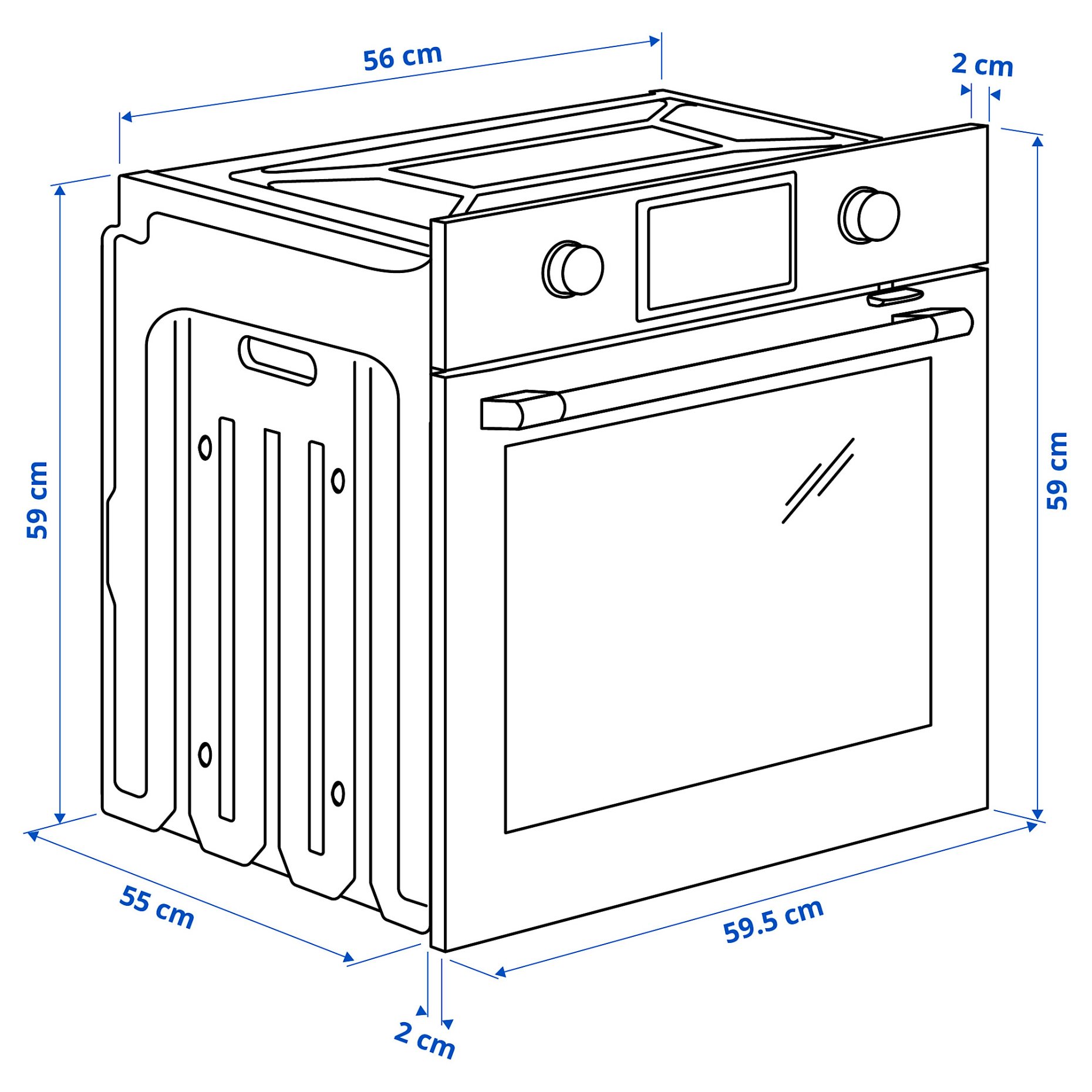 STENABY, φούρνος με αερόθερμο και πρόσθετη λειτουργία ατμού/λειτουργία ψησίματος, IKEA 500, 006.221.36