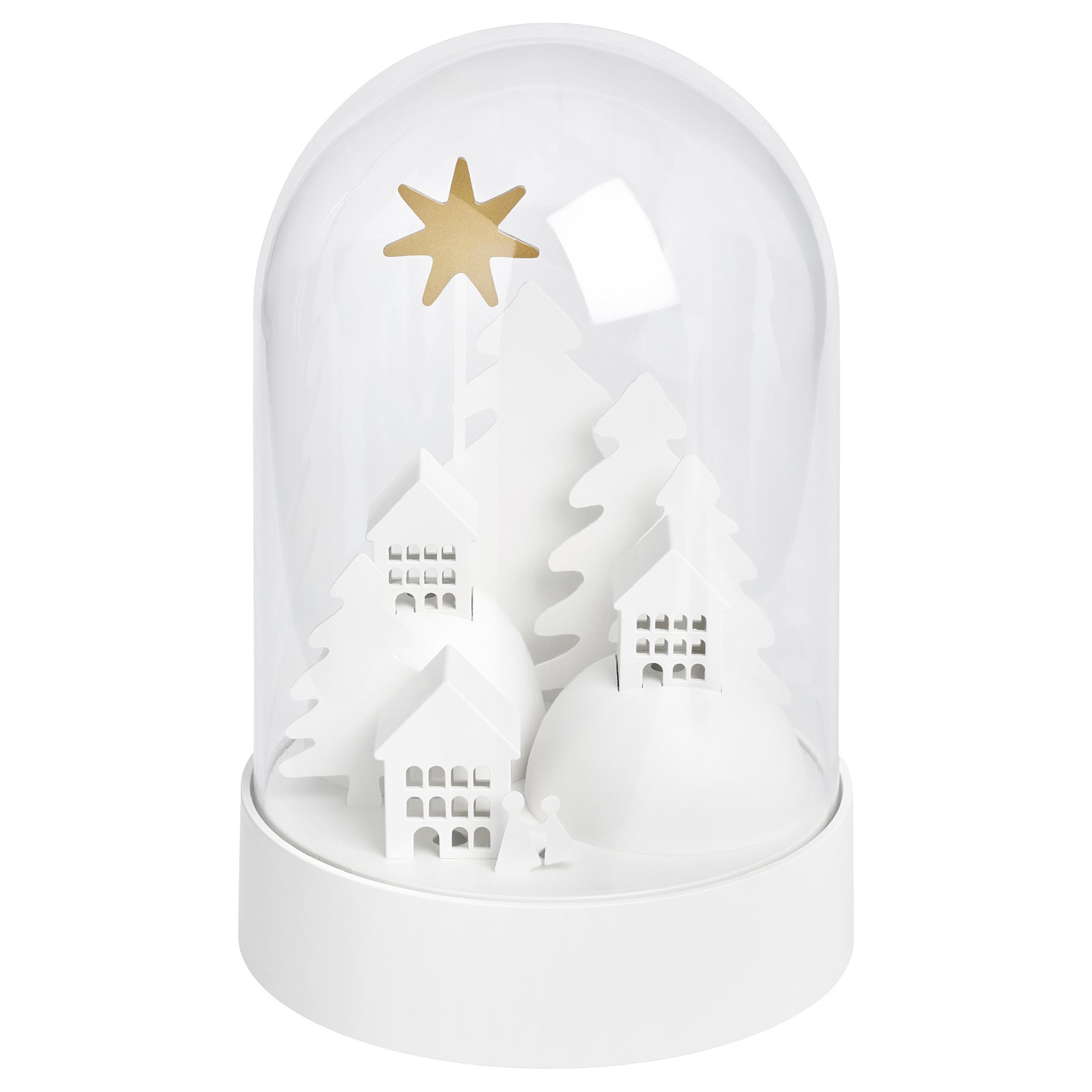 STRÅLA, table decoration with built-in LED light source/battery-operated/dome/village, 18 cm, 006.333.14