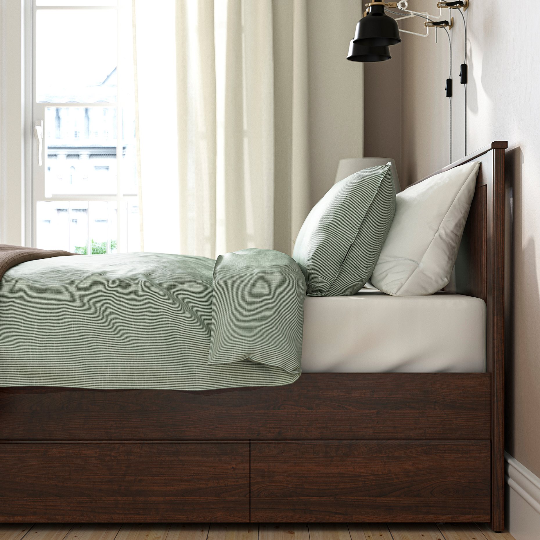 SONGESAND, bed frame with 2 storage boxes, 160X200 cm, 092.411.18