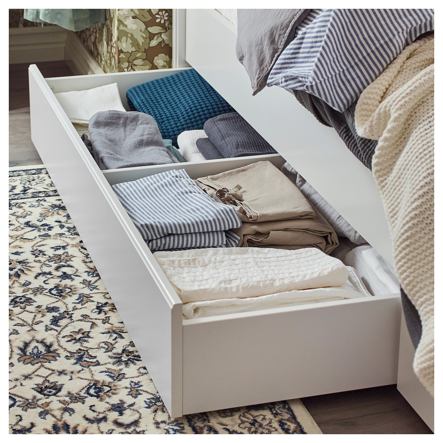 SONGESAND, bed frame with 4 storage boxes, 140X200 cm, 092.413.35