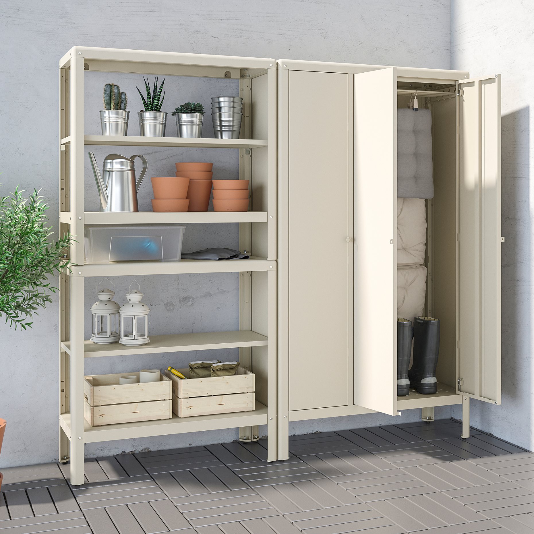 KOLBJÖRN, shelving unit with cabinet, 171x37x161 cm, 092.916.22