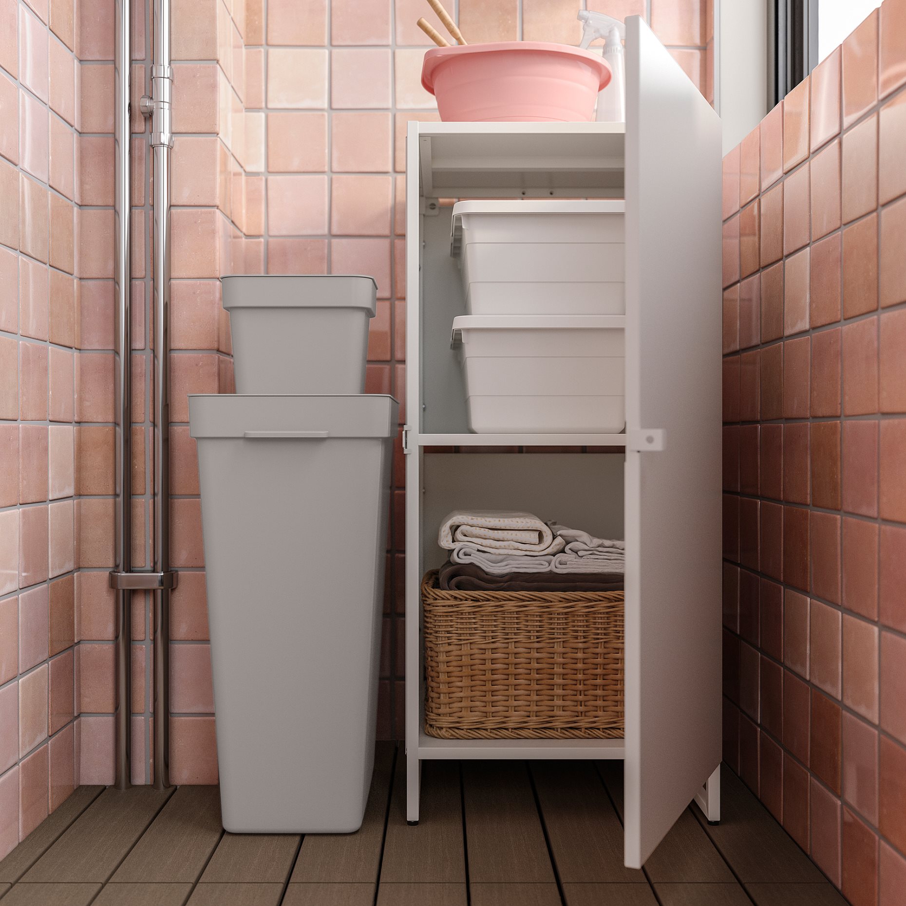 JOSTEIN, shelving unit with door/in/outdoor, 41x44x90 cm, 094.371.63