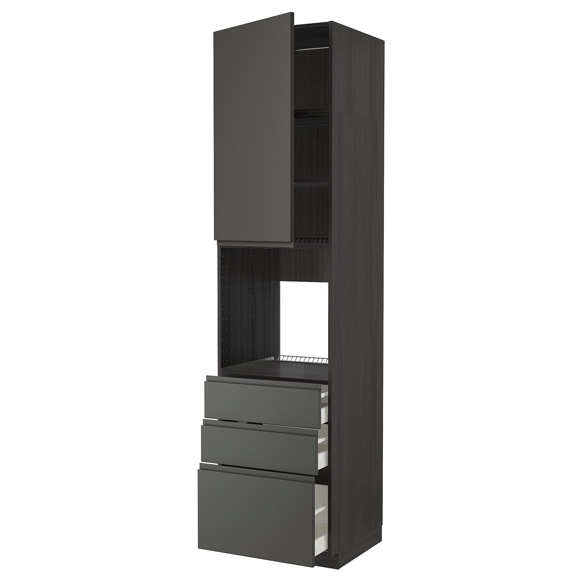 METOD/MAXIMERA, high cabinet for oven with door/3 drawers, 60x60x240 cm, 094.573.87