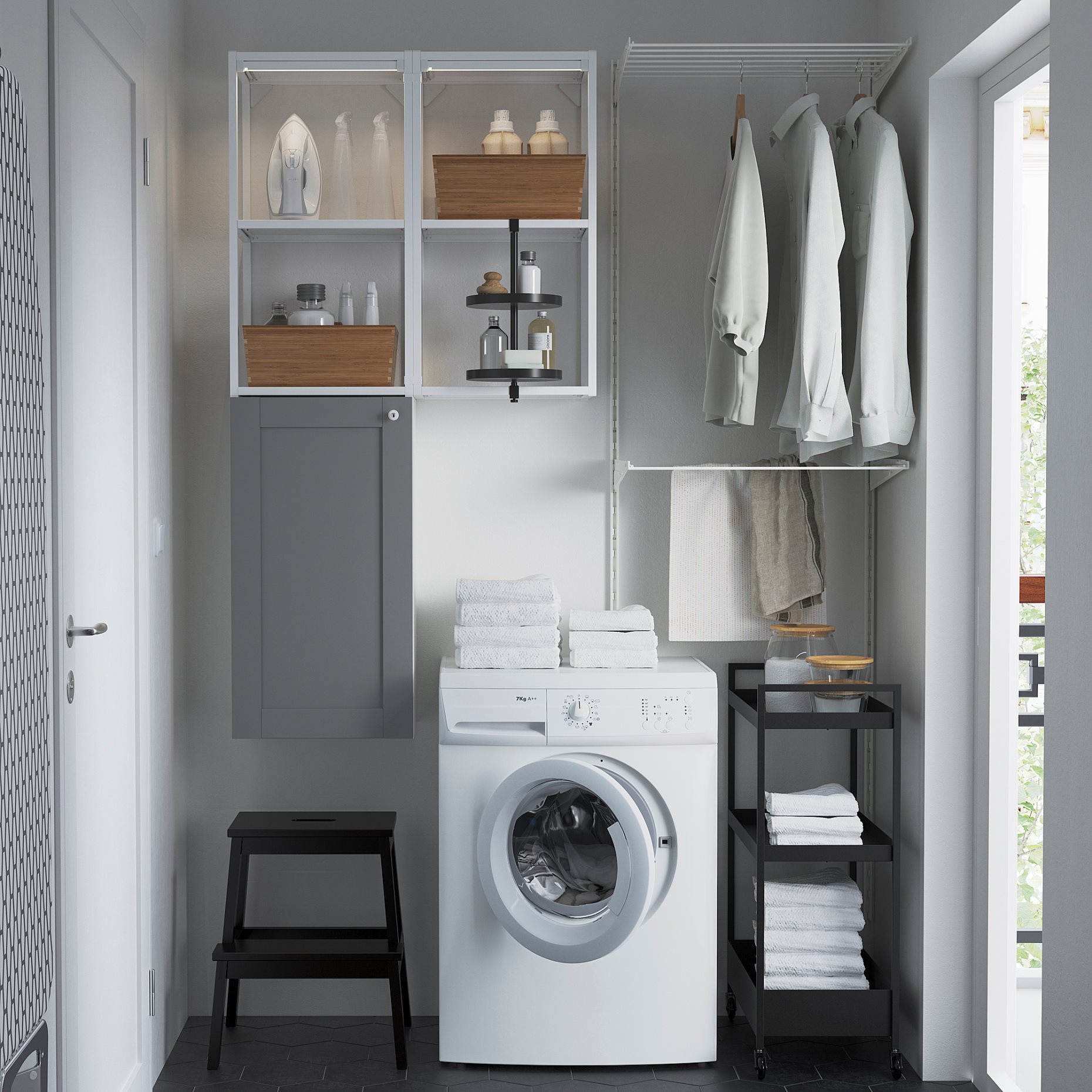 ENHET, wall storage combination, 80x32x150 cm, 094.802.36