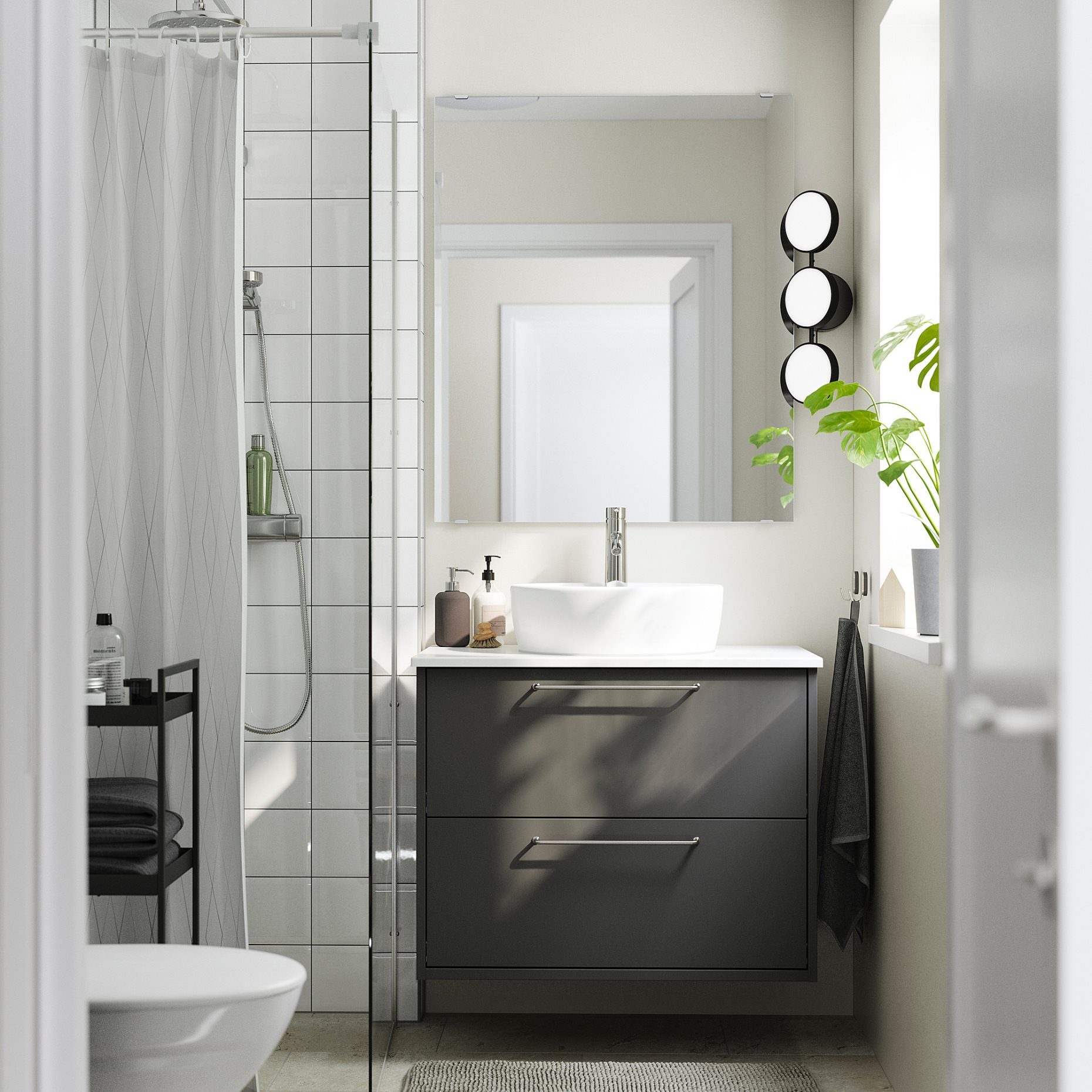 HAVBACK/TORNVIKEN, βάση νιπτήρα με συρτάρια/νιπτήρα/μπαταρία, 82x49x79 cm, 095.140.81