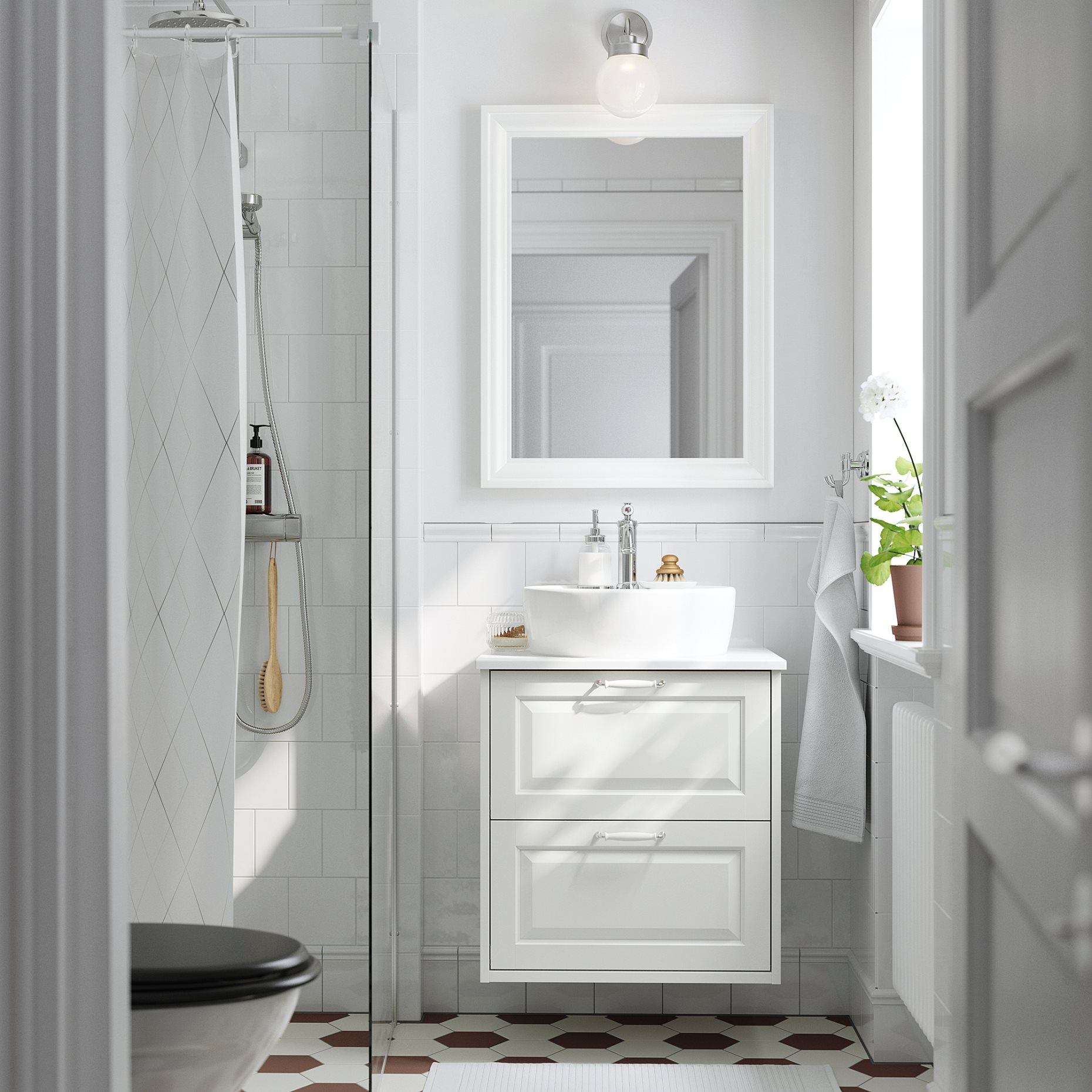 TANNFORSEN/TORNVIKEN, βάση νιπτήρα με συρτάρια/νιπτήρα/μπαταρία, 62x49x79 cm, 095.210.48