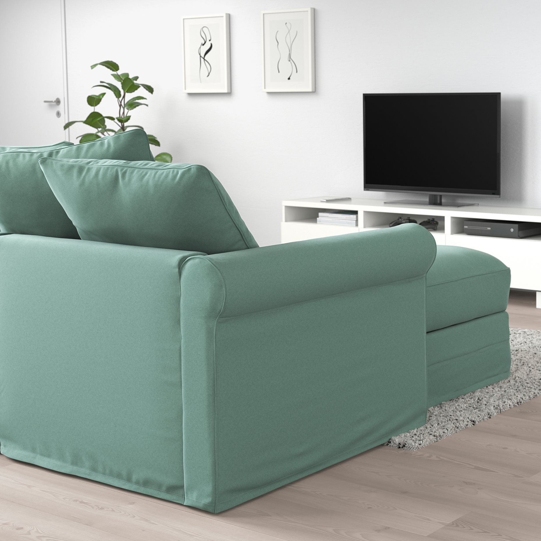 GRÖNLID, γωνιακός καναπές-κρεβάτι, 5θέσεων με σεζλόνγκ, 095.365.54