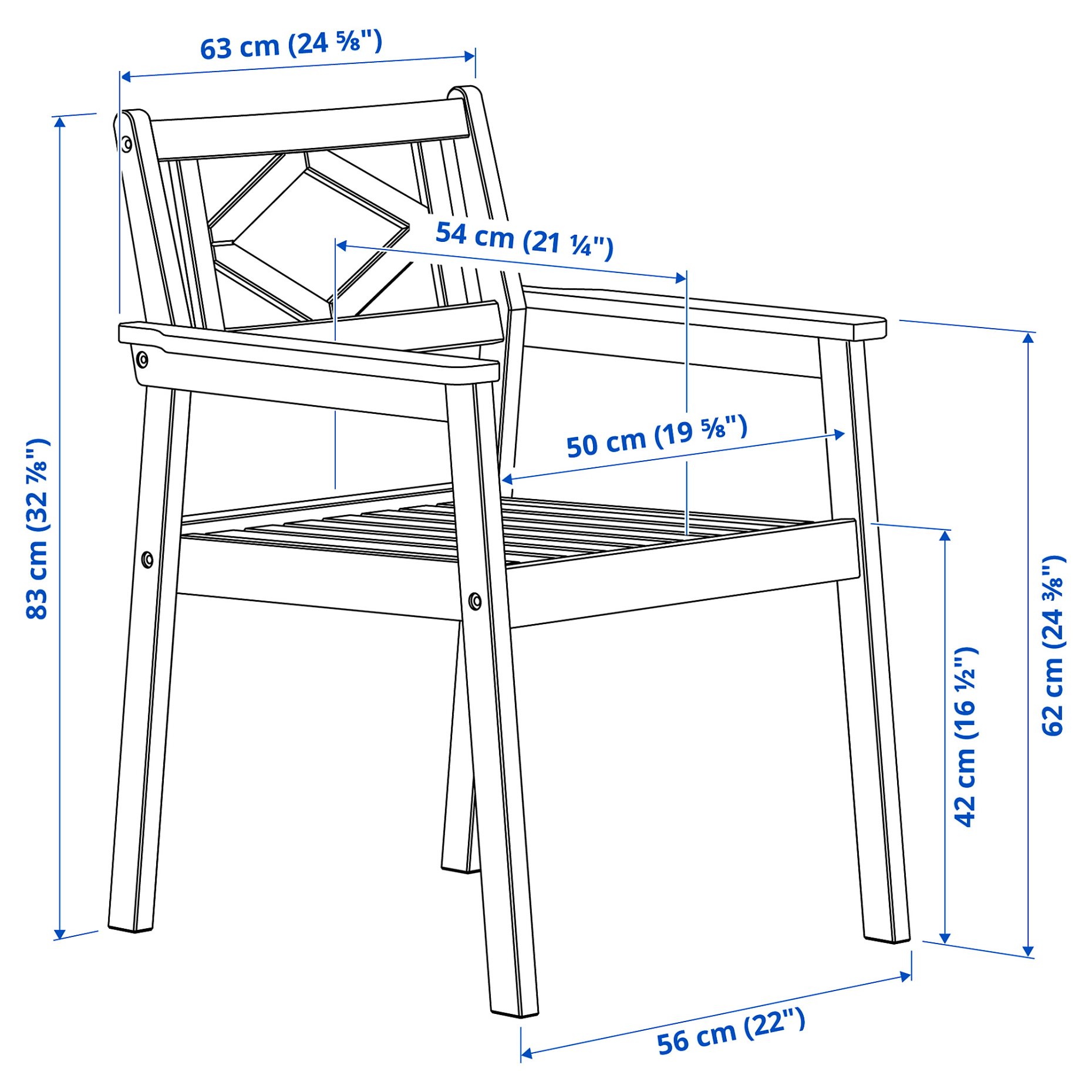 BONDHOLMEN, table/6 chairs with armrests, outdoor, 095.511.82