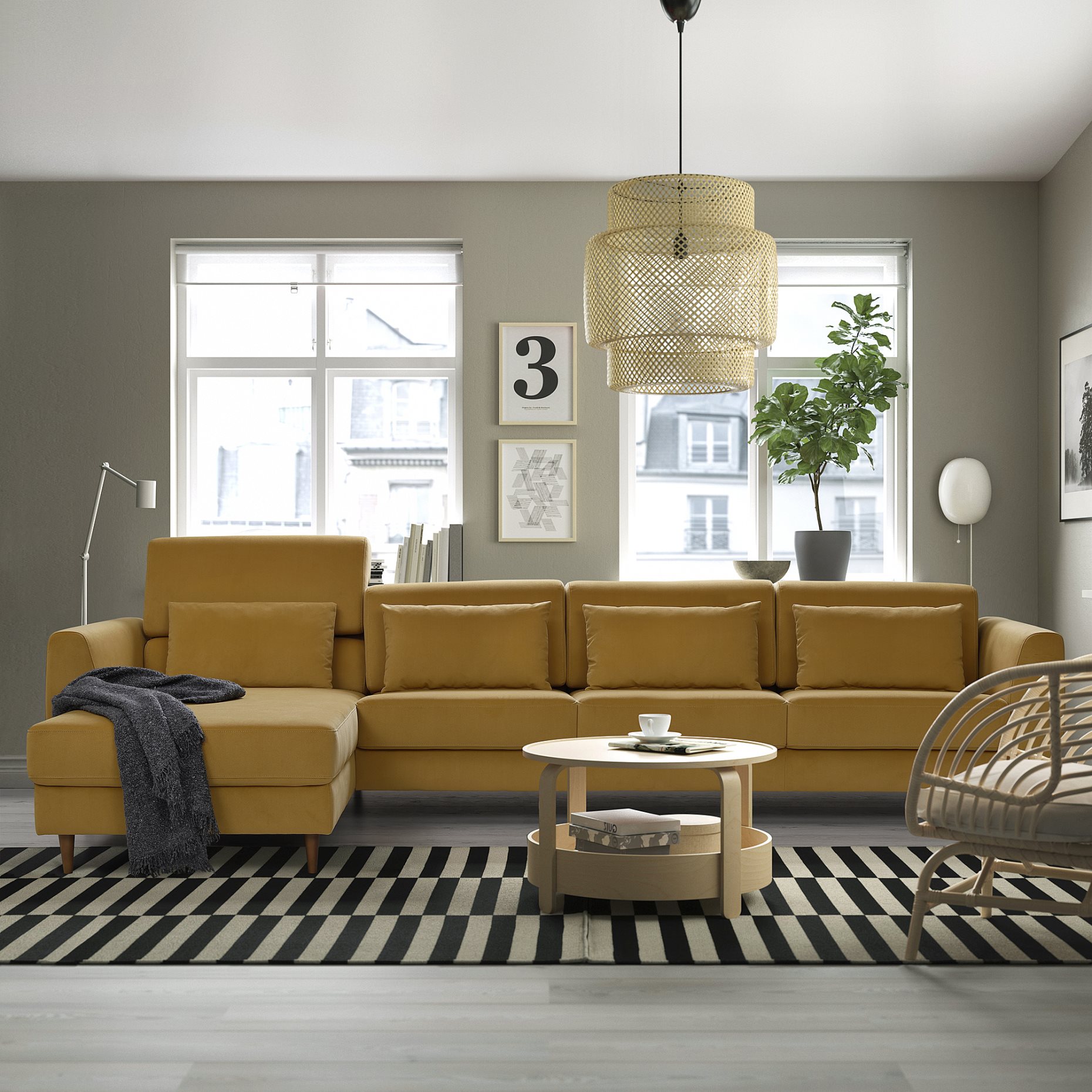 SLATORP, 4θέσιος καναπές με σεζλόνγκ, 095.776.10