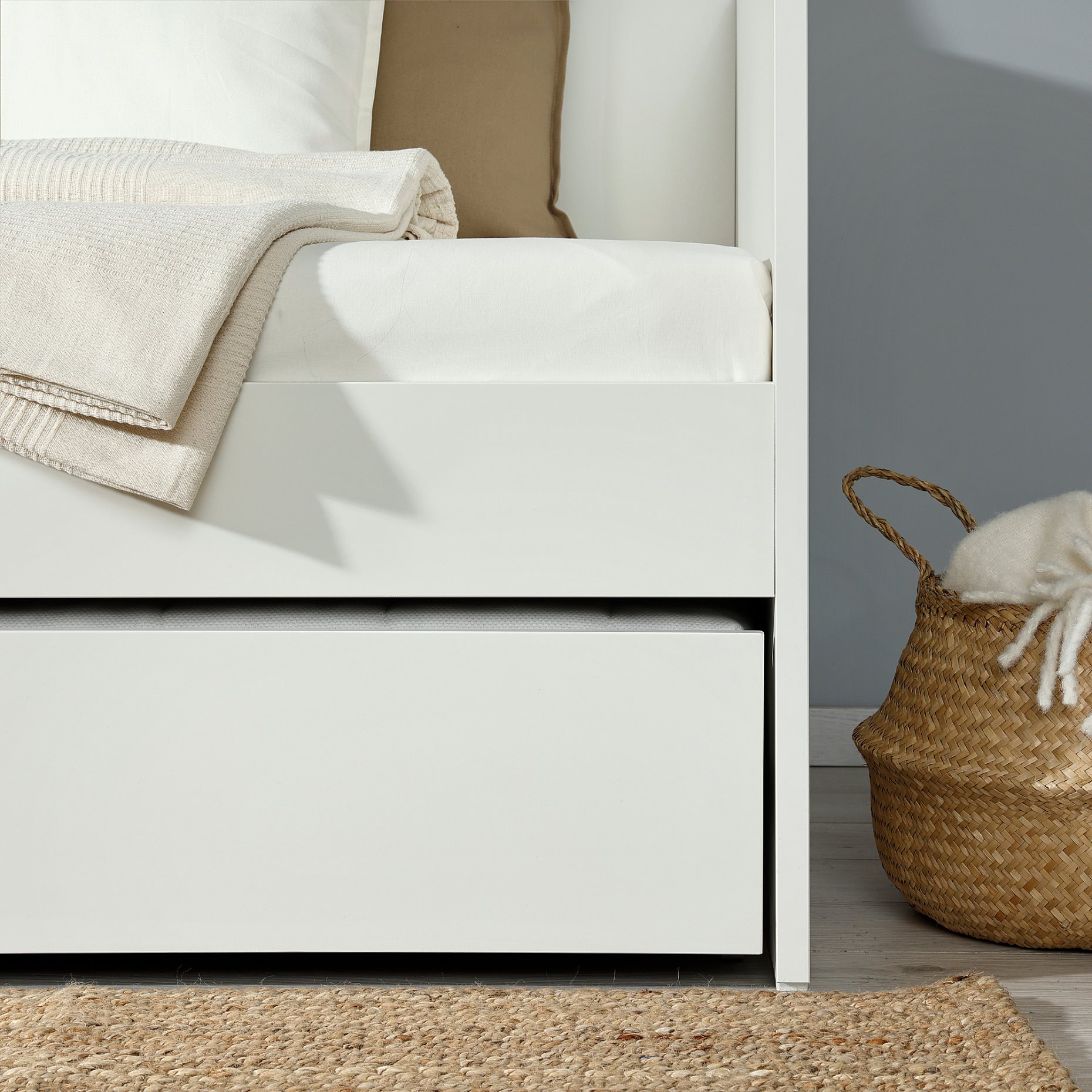 VIHALS, day-bed frame with trundle bed/2 mattresses, 80x200 cm, 095.806.22