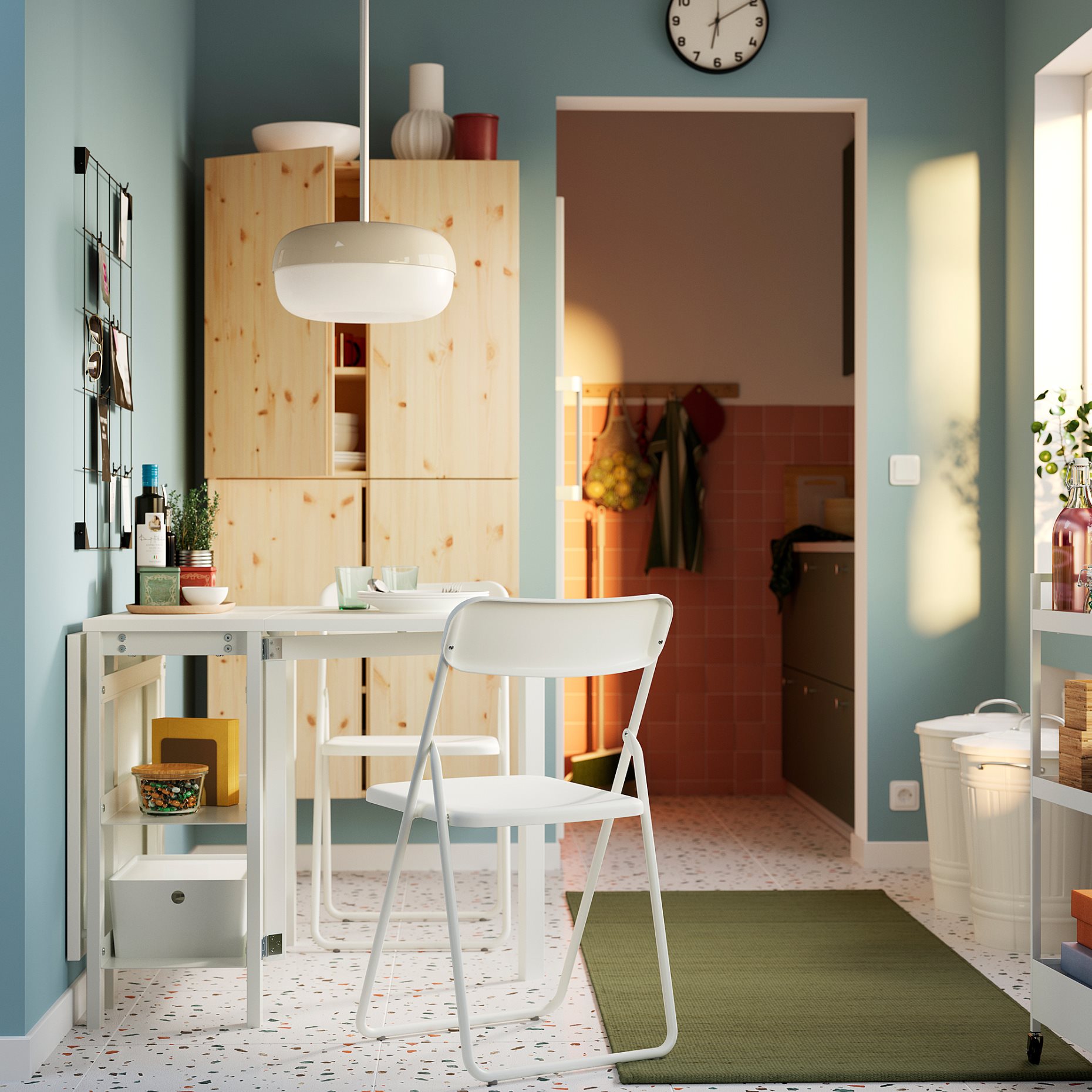 VIHALS, gateleg table and 2 folding chairs, 39/95/151x90 cm, 095.902.54