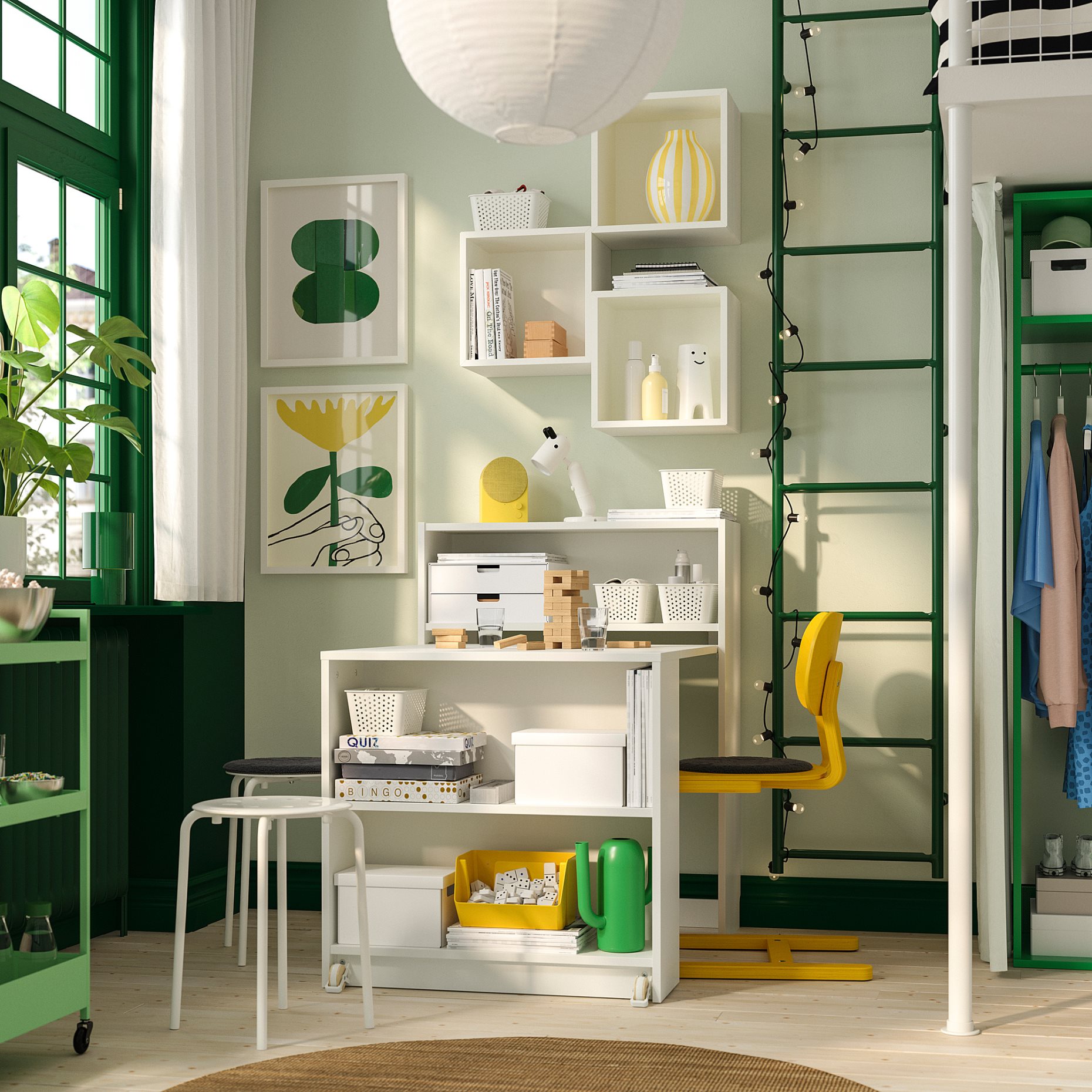 BILLY/EKET, σύνθεση βιβλιοθήκης με πτυσσόμενο τραπέζι, 80x106 cm, 095.906.59