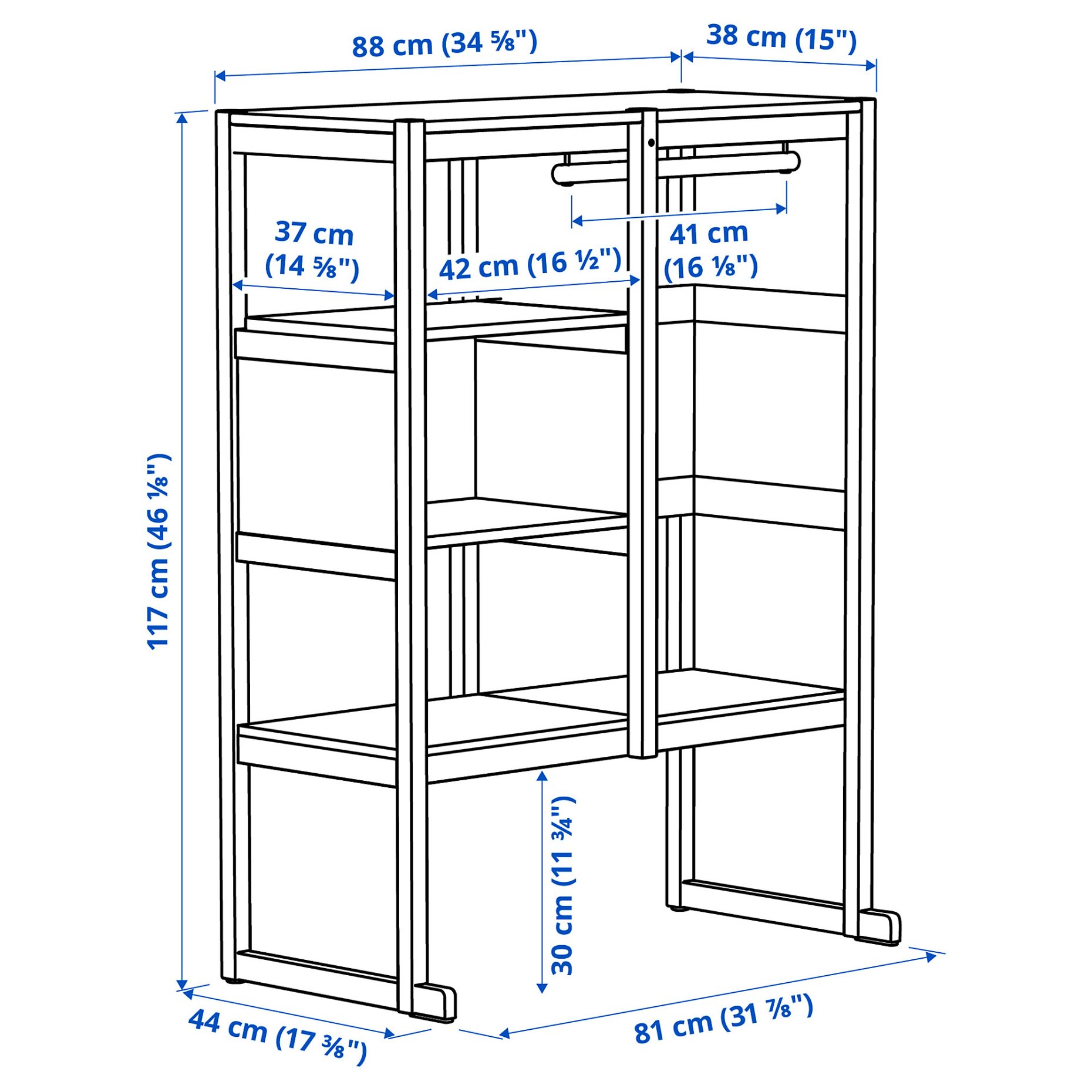 FLISAT, open storage combination, 88x38x117 cm, 096.249.23