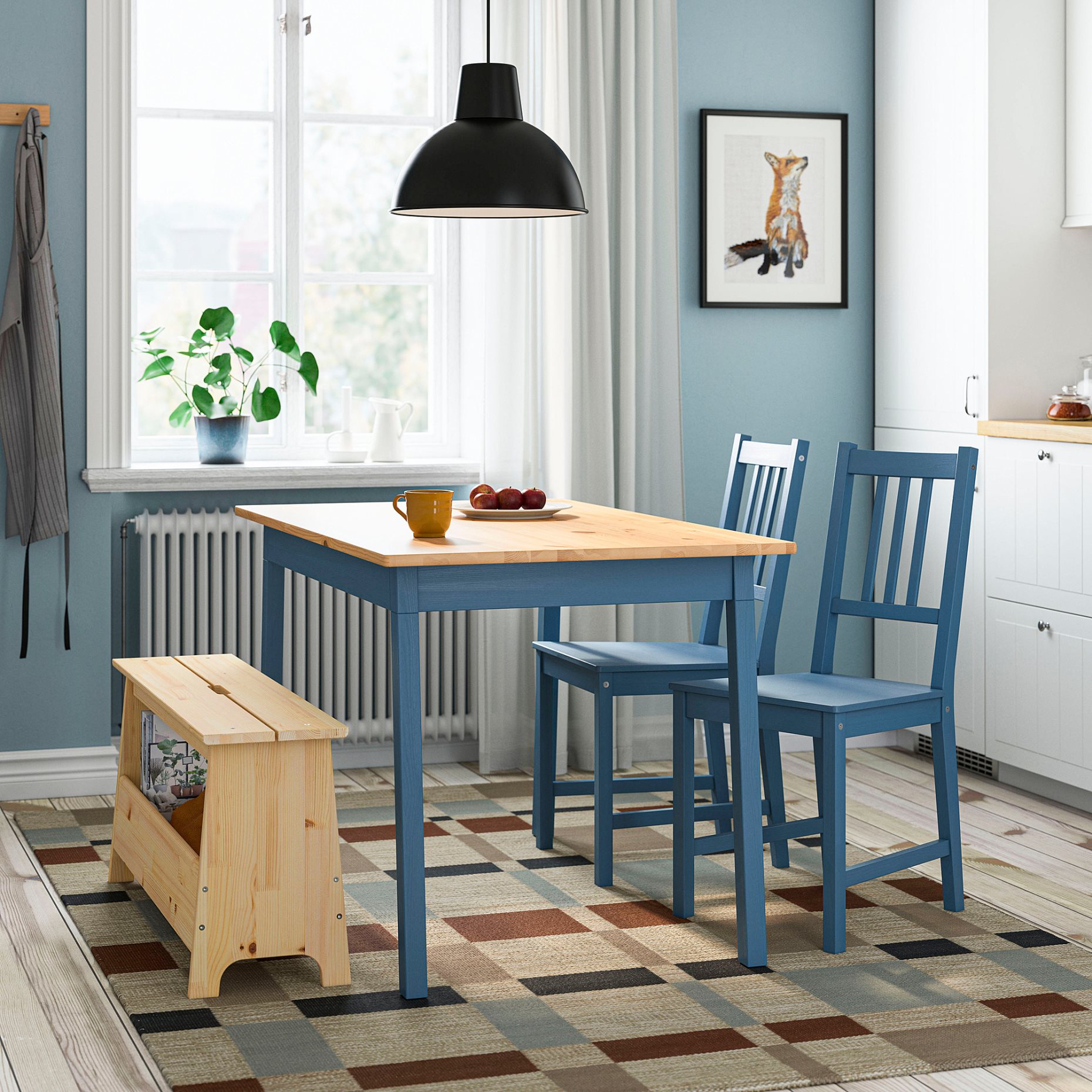 PINNTORP/PERJ, table with 2 chairs and bench, 096.269.36