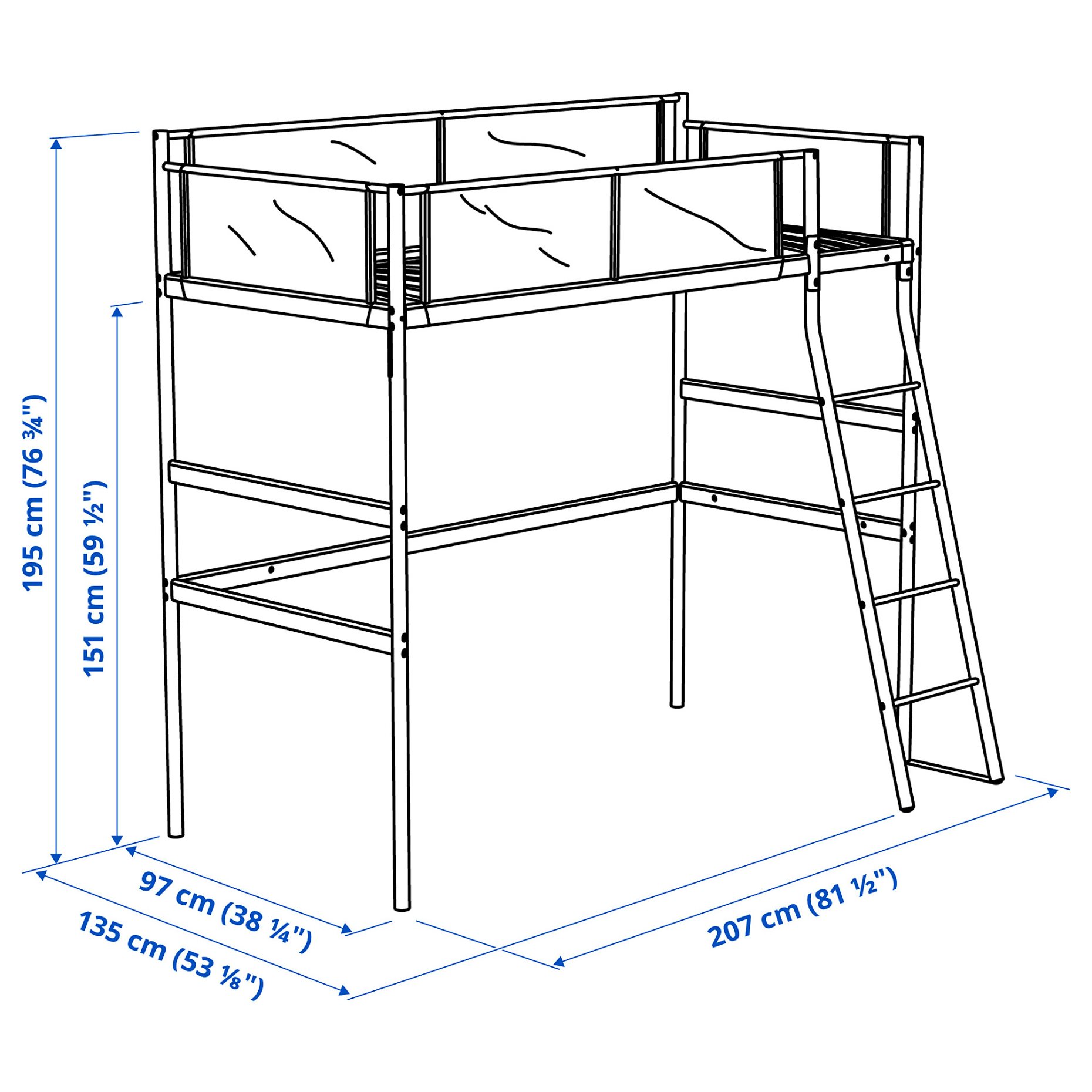 VITVAL, loft bed frame, 104.112.42