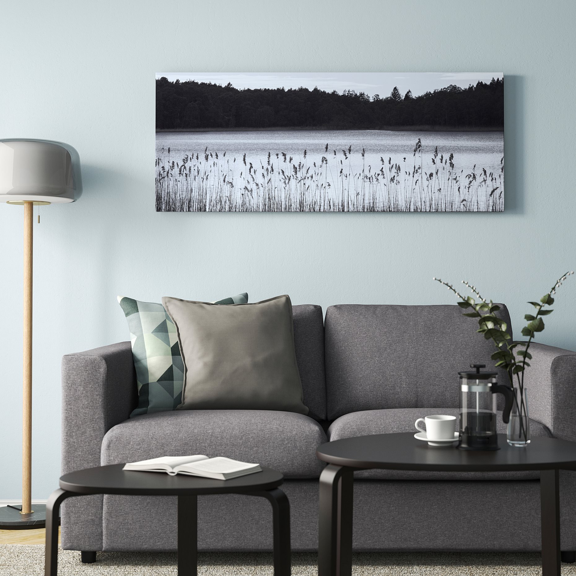 BJÖRKSTA, καμβάς λίμνη δάσους, 140x56 cm, 104.798.64