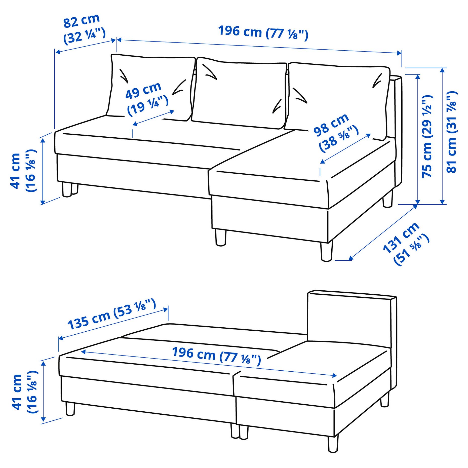 ÄLVDALEN, 3-seat sofa-bed with chaise longue, 105.306.69