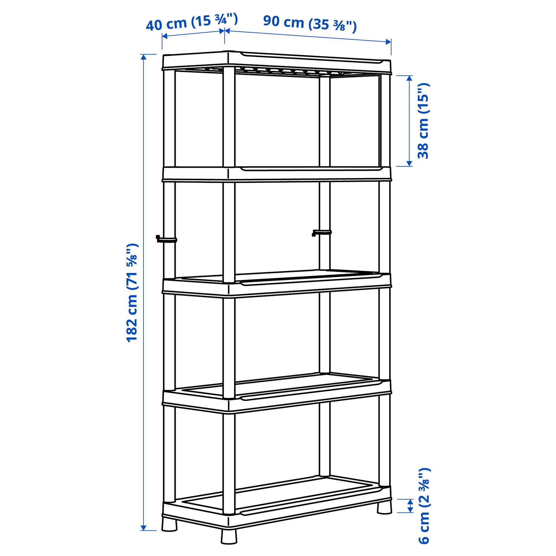 RUNMARÖ, shelving unit/in/outdoor, 90x40x182 cm, 105.513.22