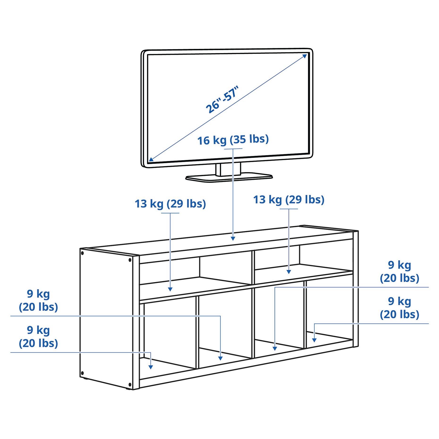 KALLAX, έπιπλο TV, 147x60 cm, 105.620.90