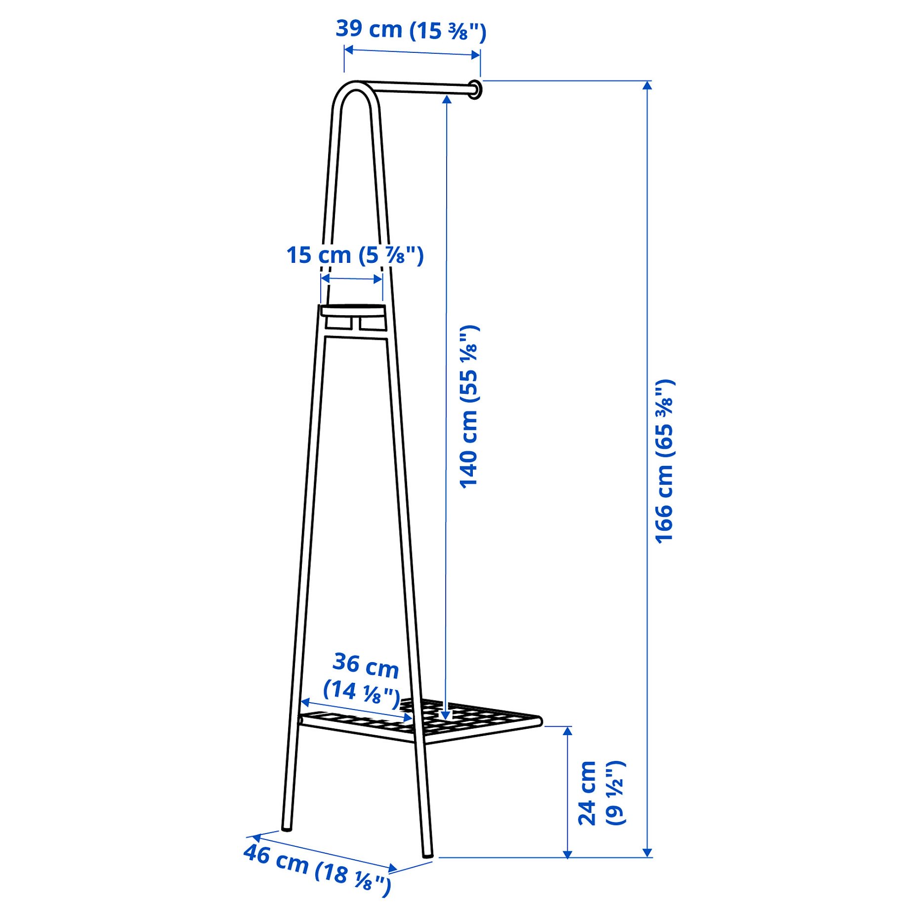 ÄLGANÄS, clothes rack with shoe storage, 46x39x166 cm, 105.858.88