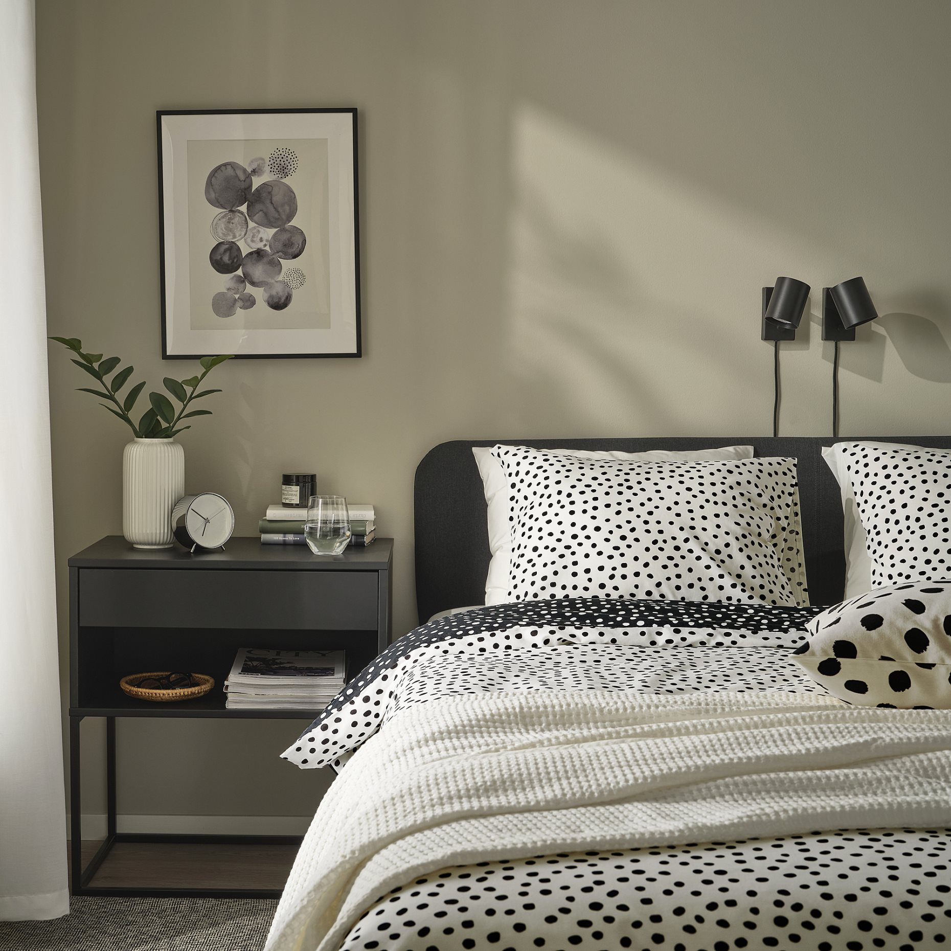 BJÖRKGRÅMAL, παπλωματοθήκη και μαξιλαροθήκη, 150x200/50x60 cm, 105.911.82