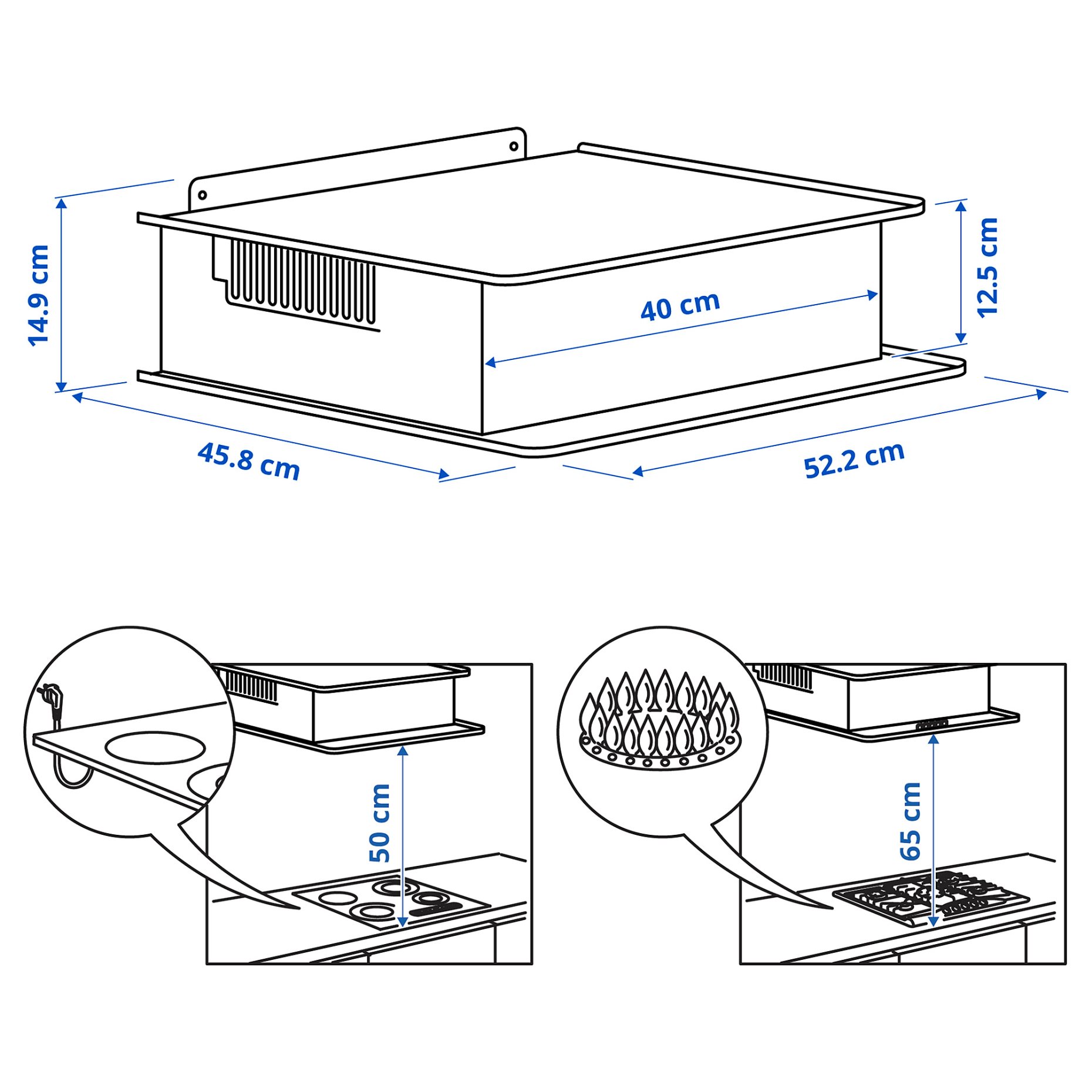 VIGGBO, απορροφητήρας τοίχου/IKEA 300, 52 cm, 105.931.38