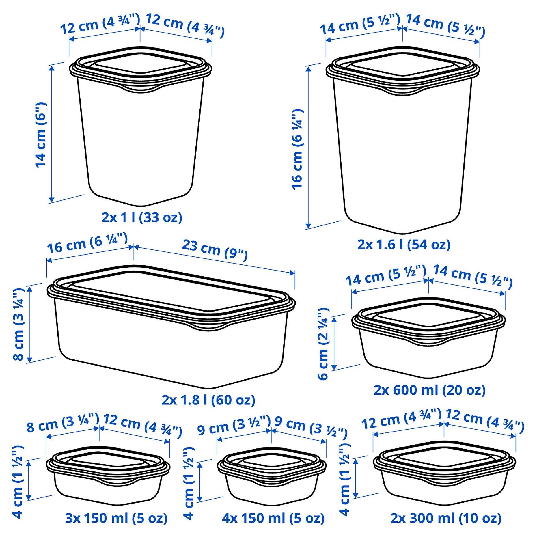 PRUTA, δοχείο τροφίμων με καπάκι, 17 τεμ., 105.970.99