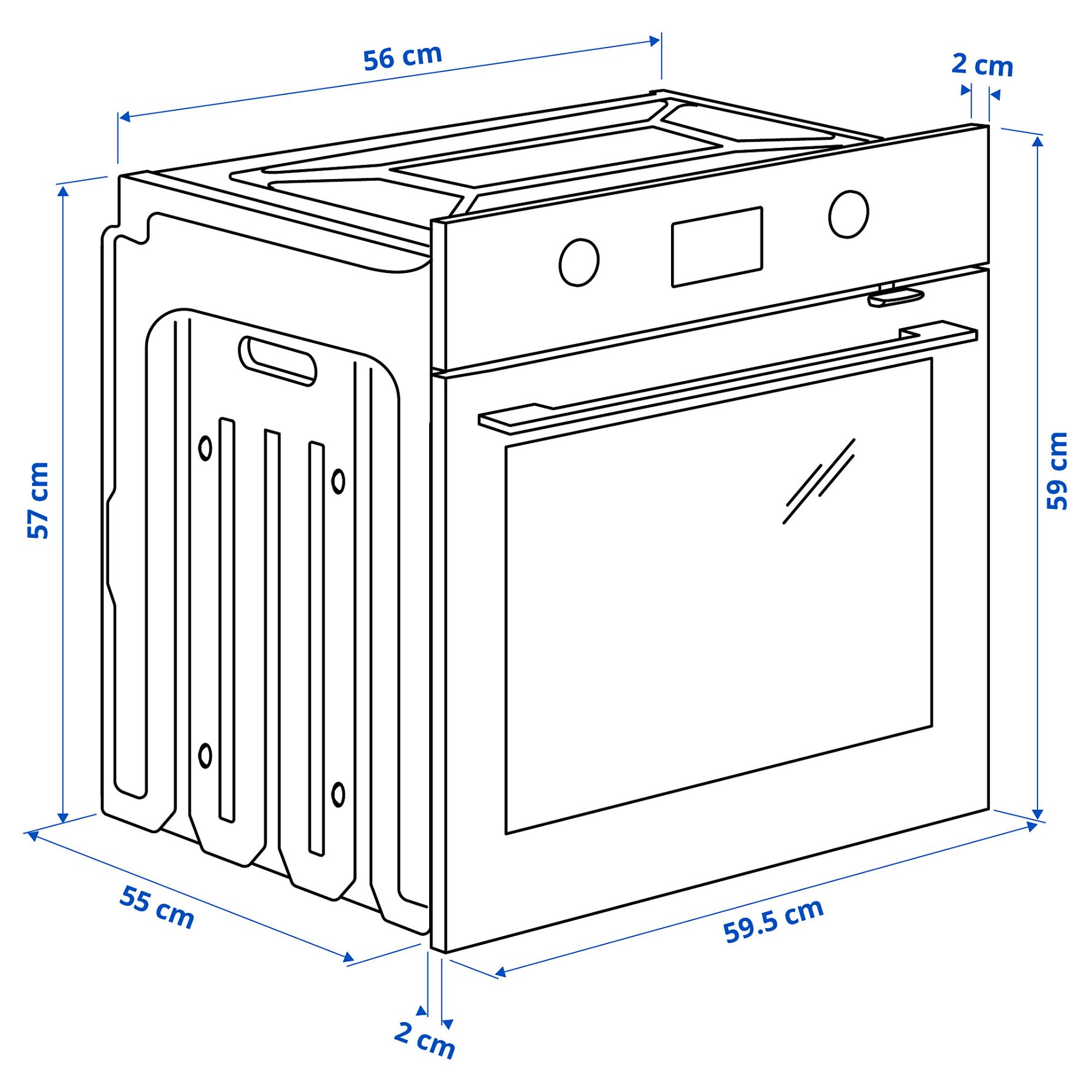 FRILLESBO, φούρνος με αερόθερμο και πρόσθετη λειτουργία ατμού/λειτουργία ψησίματος, IKEA 500, 106.002.47