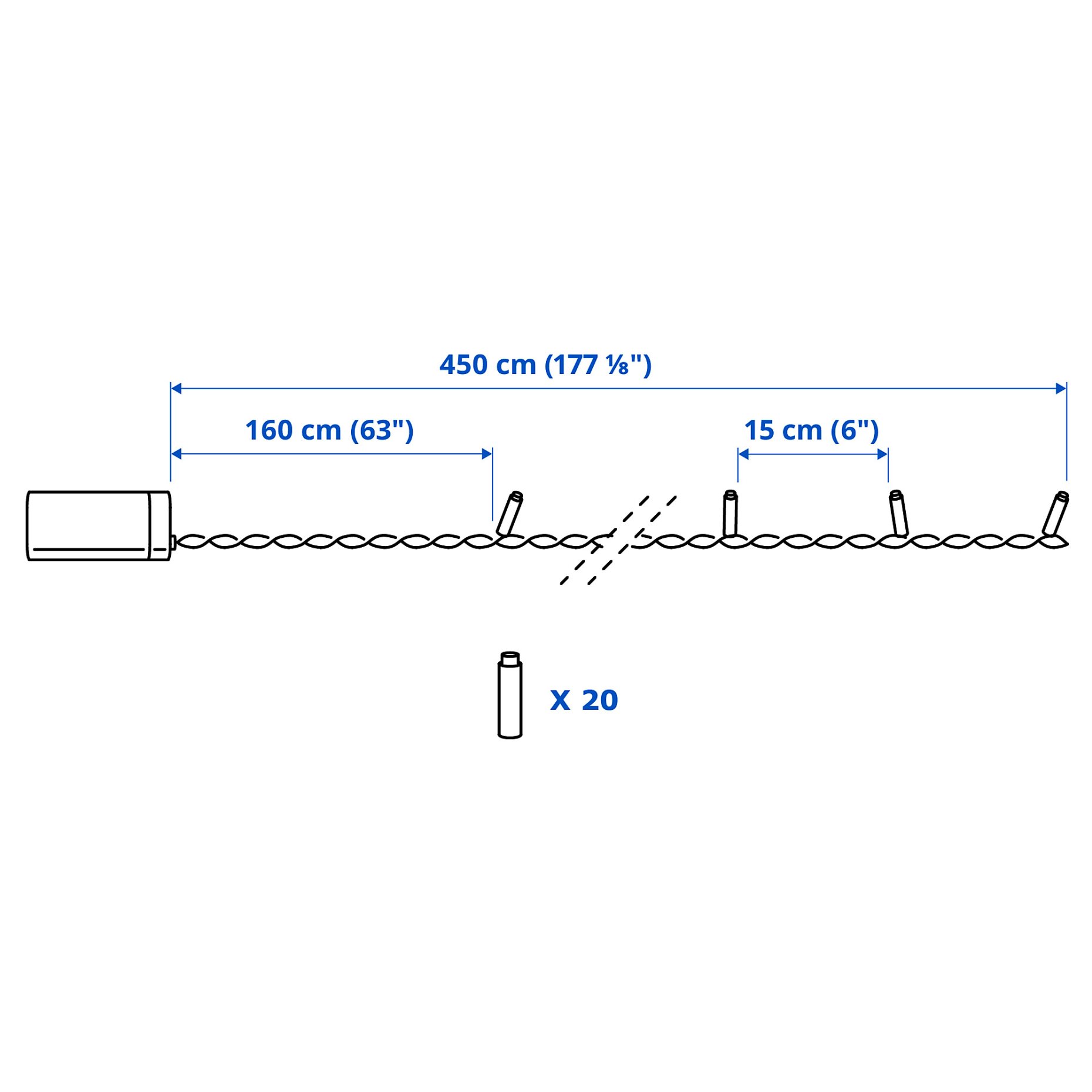 GETKÅL, lighting chain with built in LED light source/battery-operated/outdoor, 4.5 m, 106.028.78