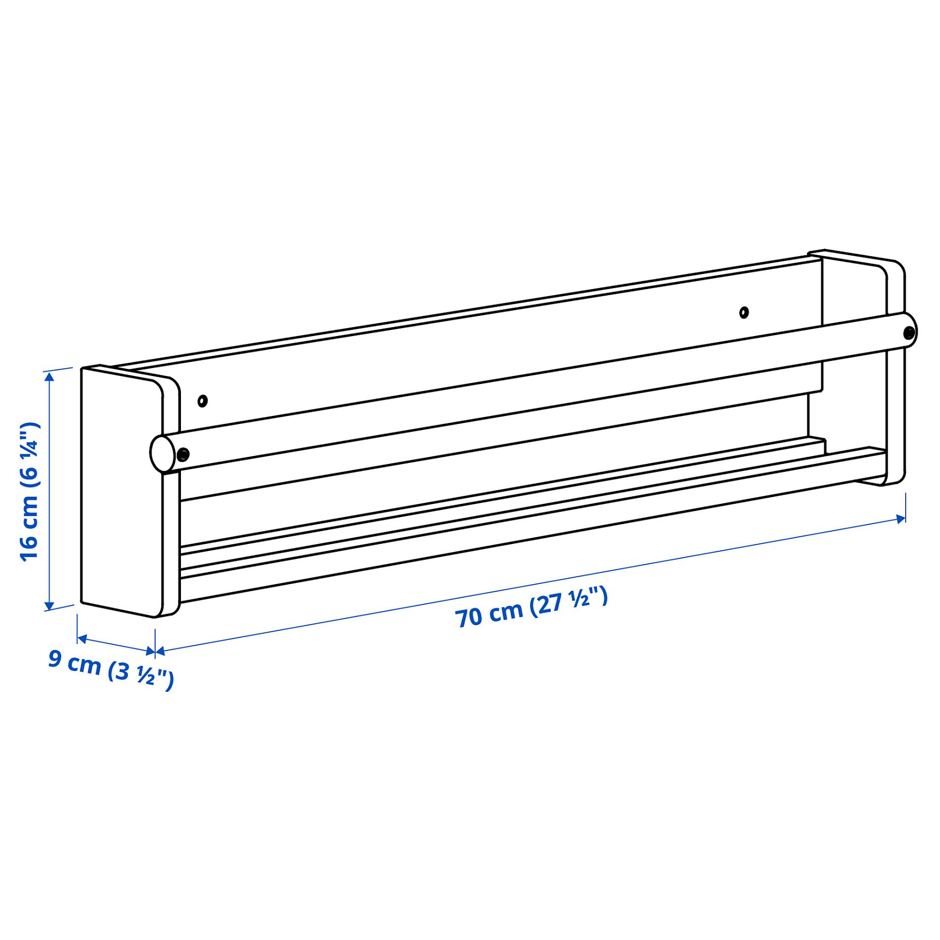 FLISAT, wall storage, 70x9x16 cm, 106.170.83
