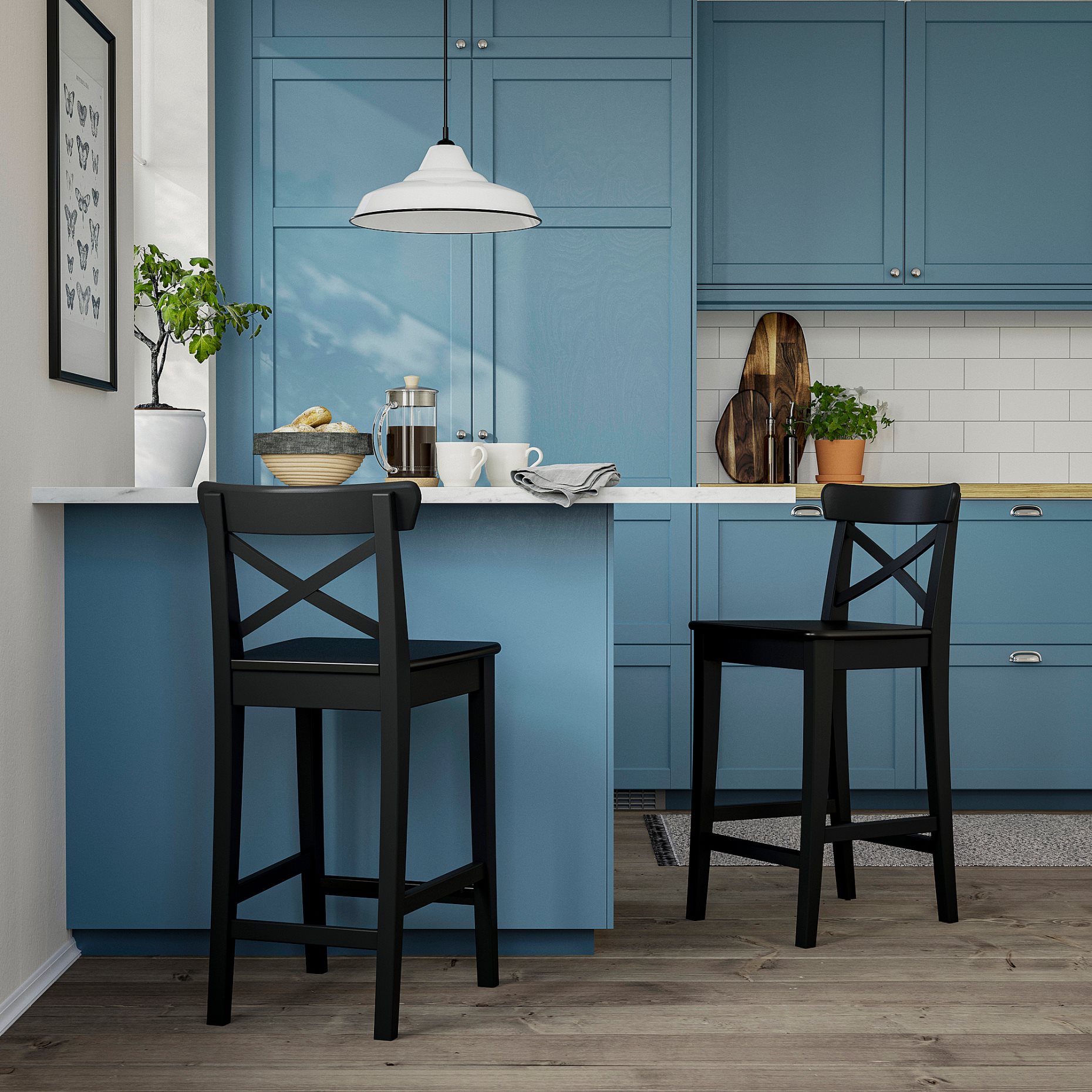 ROSENTORP, σκαμπό μπαρ με πλάτη, 63 cm ύψος πάγκου, 106.199.30