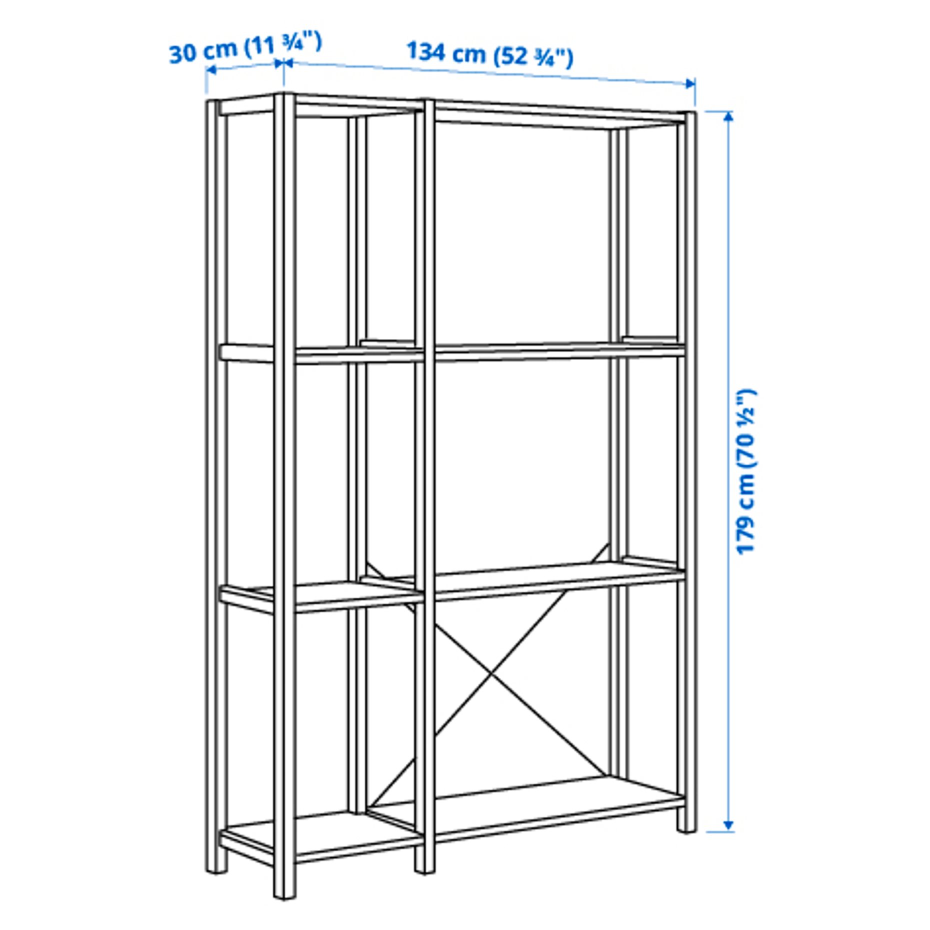 IVAR, 2 sections/shelves, 134x30x179 cm, 194.039.35