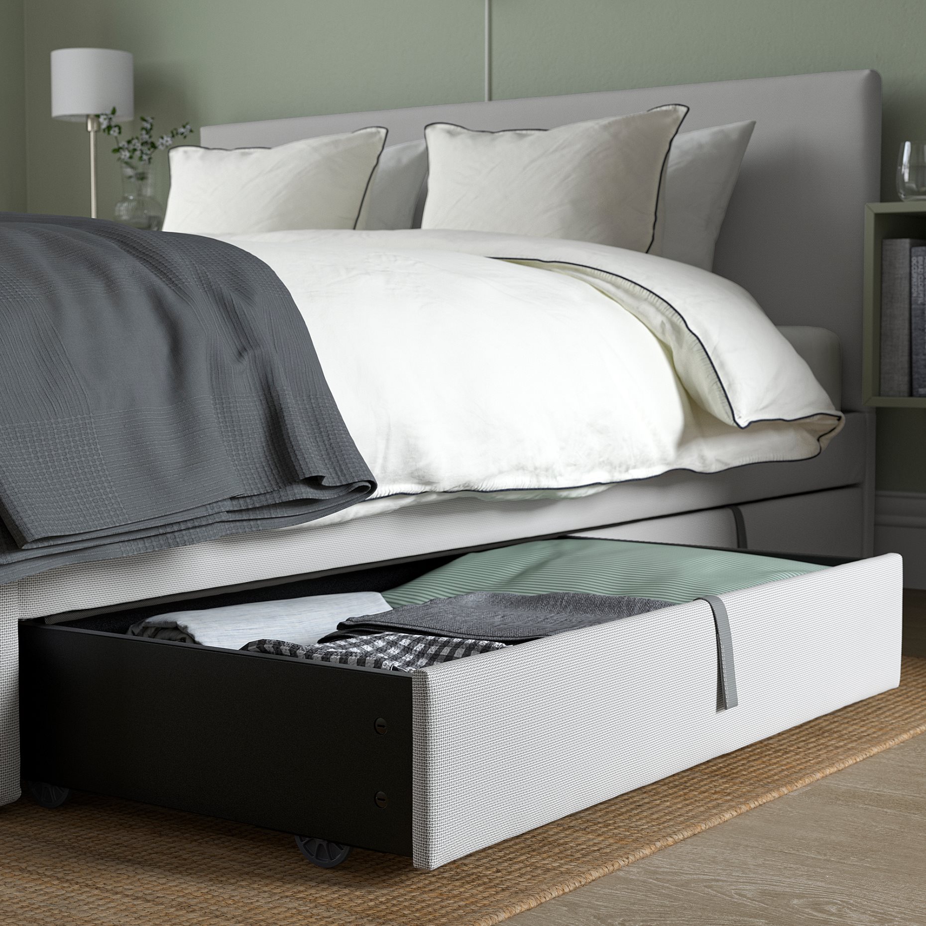 GLADSTAD, upholstered bed with 2 storage boxes, 120x200 cm, 194.067.69