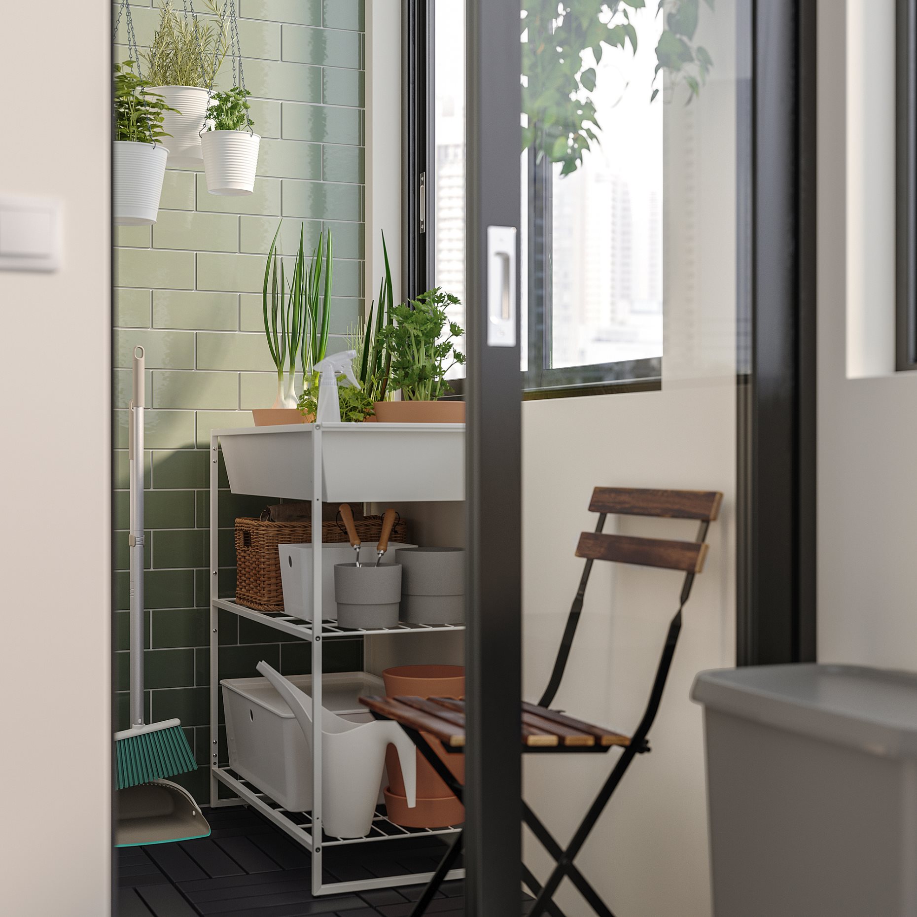 JOSTEIN, shelving unit with container/in/outdoor/wire, 81x40x90 cm, 194.371.91
